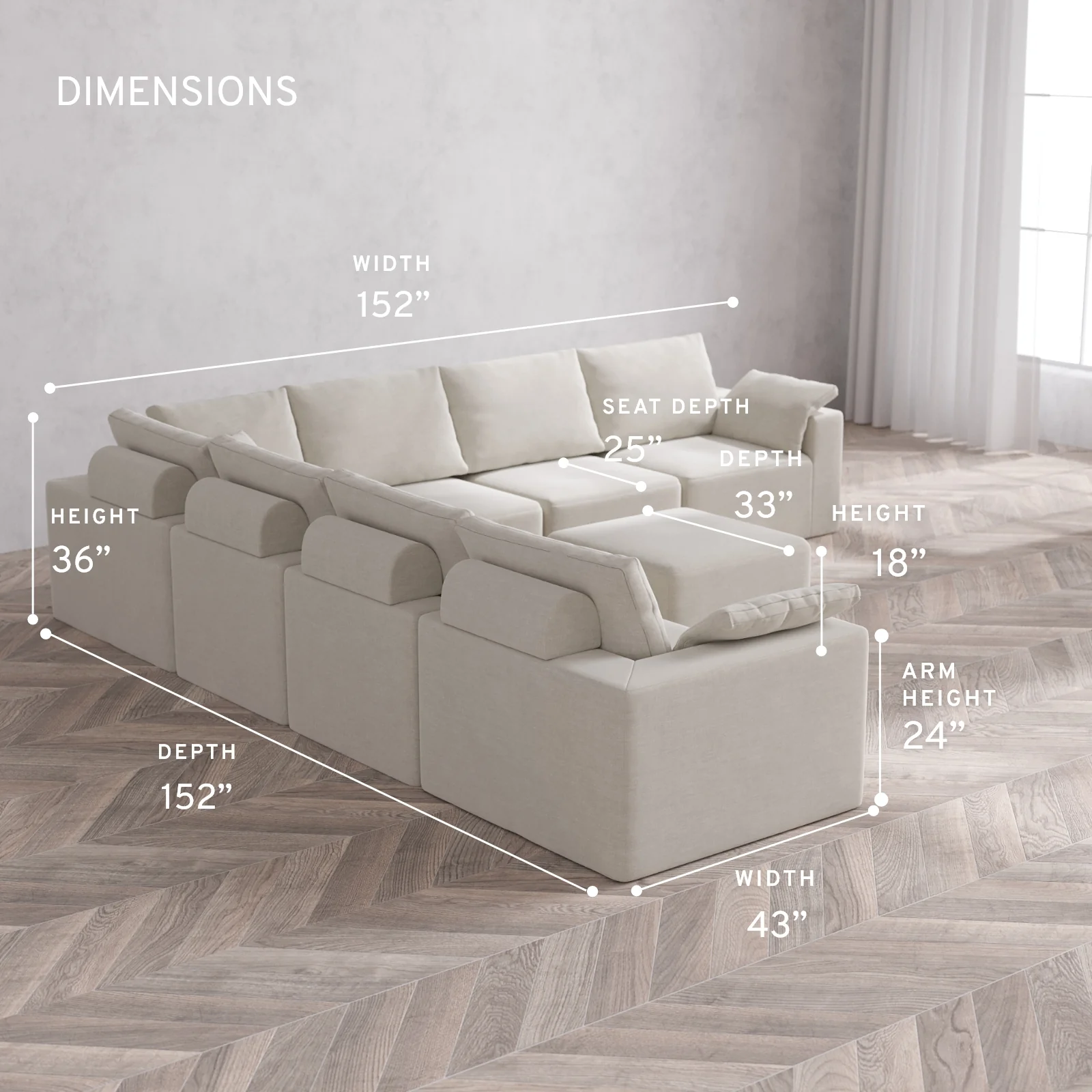 Modular Washable 7-Seater Corner Sectional + Ottoman Cloud + Bolster Sofa | Satin Velvet in Cashew - Image 5