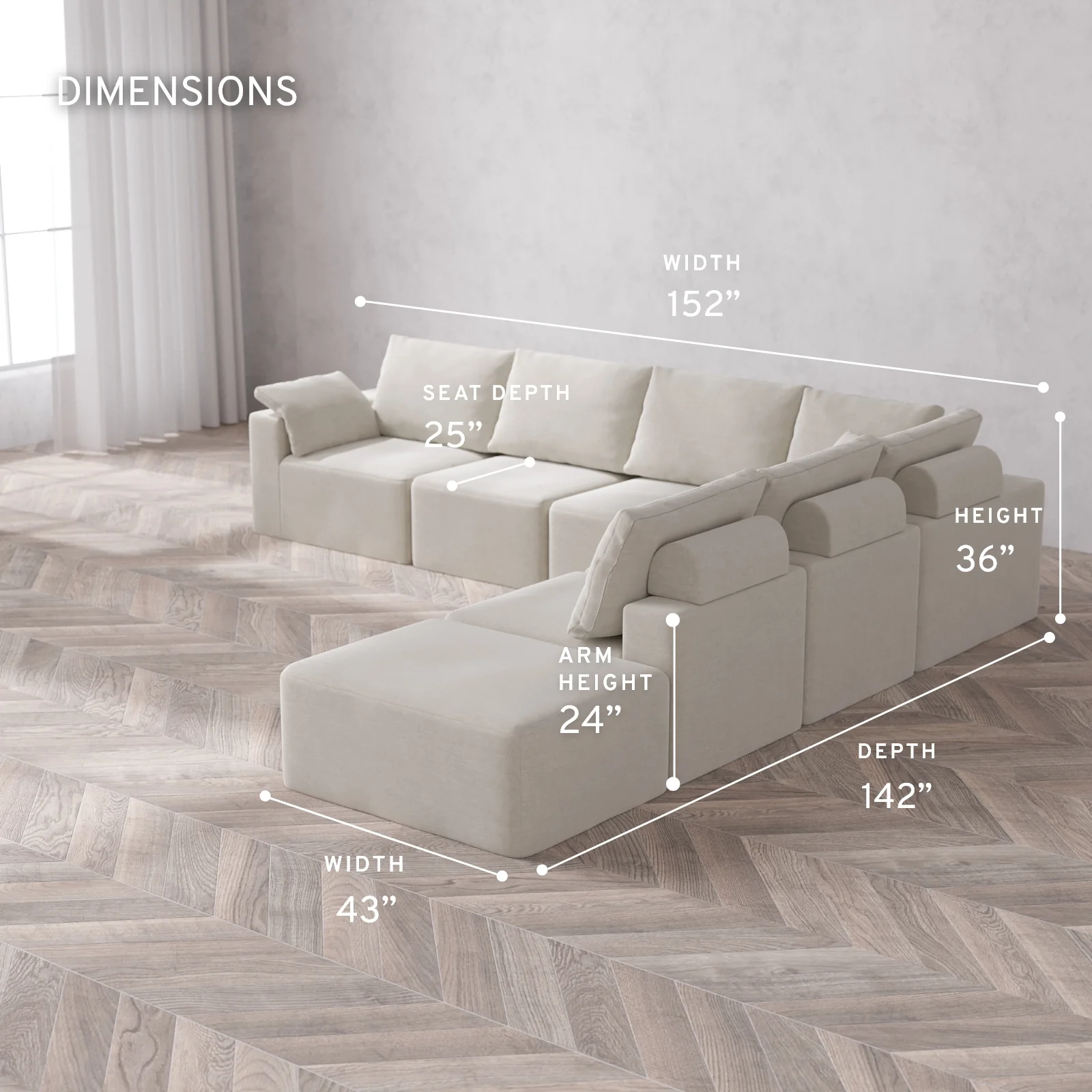 Modular Washable 7-Seater Open End Corner Sectional Cloud + Bolster Sofa | Left-Facing Arm | Satin Velvet in Cashew - Image 5
