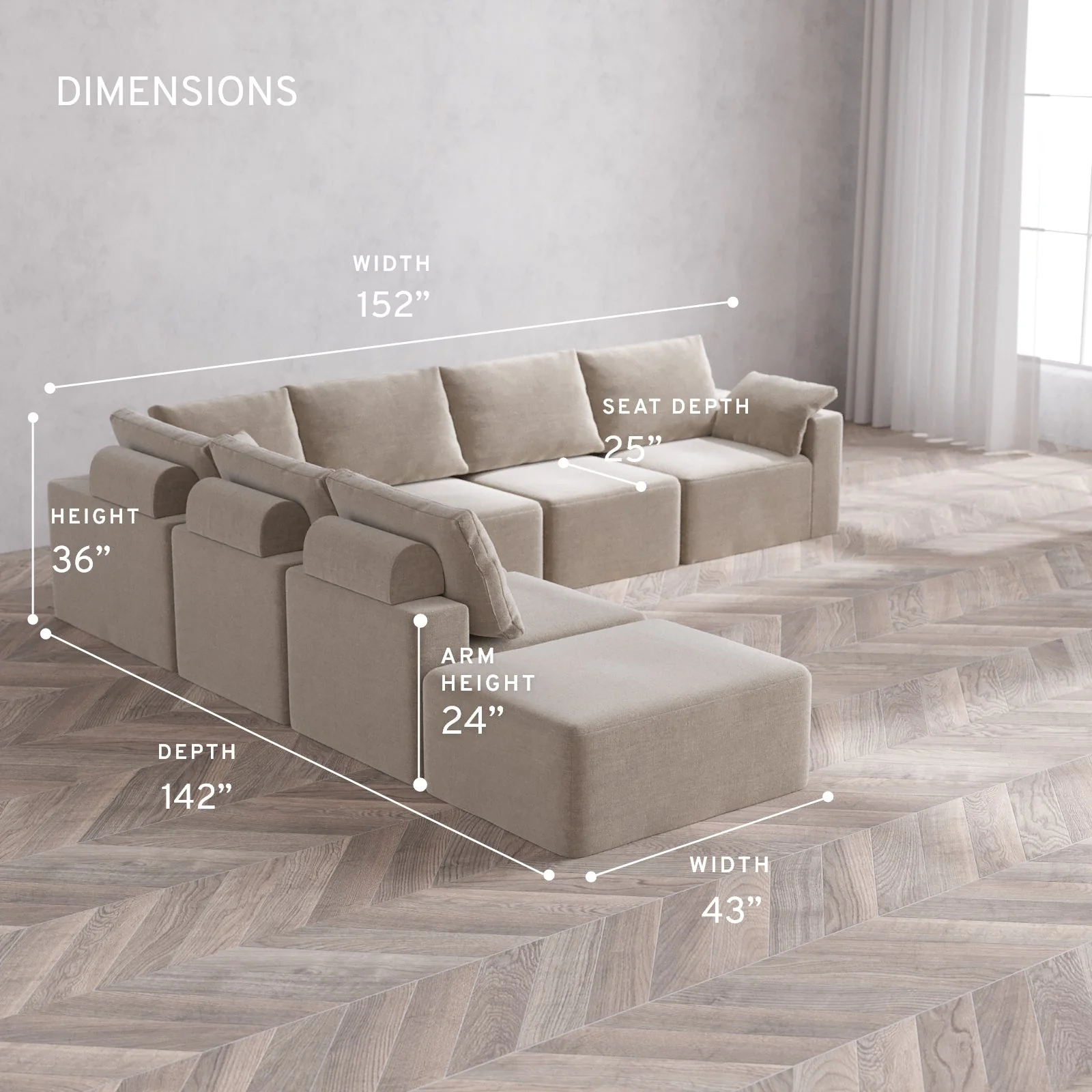 Modular Washable 7-Seater Open End Corner Sectional Cloud + Bolster Sofa | Right-Facing Arm | Satin Velvet in Caraway - Image 5