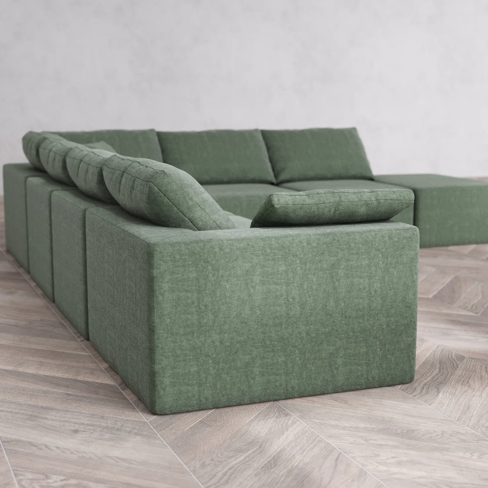 Modular Washable 7-Seater Open End Corner Sectional Cloud Sofa | Left-Facing Arm | Heirloom Velvet in Sage - Image 6