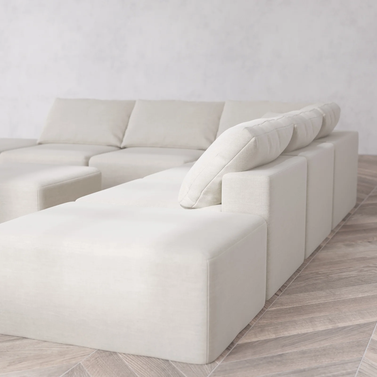 Modular Washable 7-Seater Open-Ends Corner Sectional Cloud Sofa | Satin Velvet in Cashew - Image 6