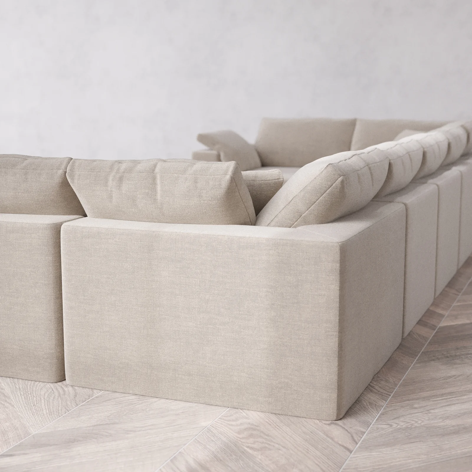 Modular Washable 7-Seater U Sectional + Chaise Ottoman Cloud Sofa | Satin Velvet in Caraway - Image 6