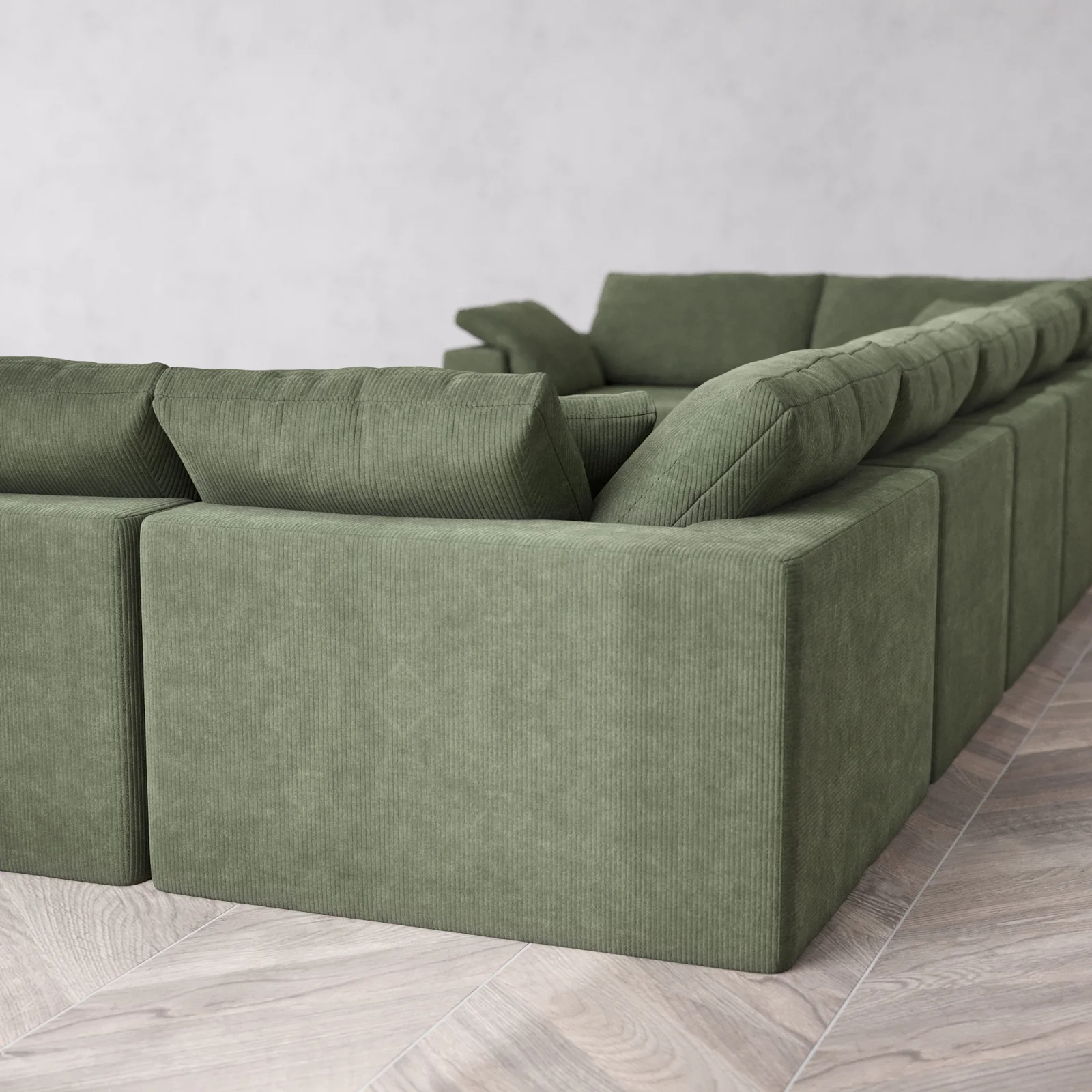 Modular Washable 7-Seater U Sectional + Chaise Ottoman Cloud Sofa | Luxe Corduroy in Juniper - Image 6