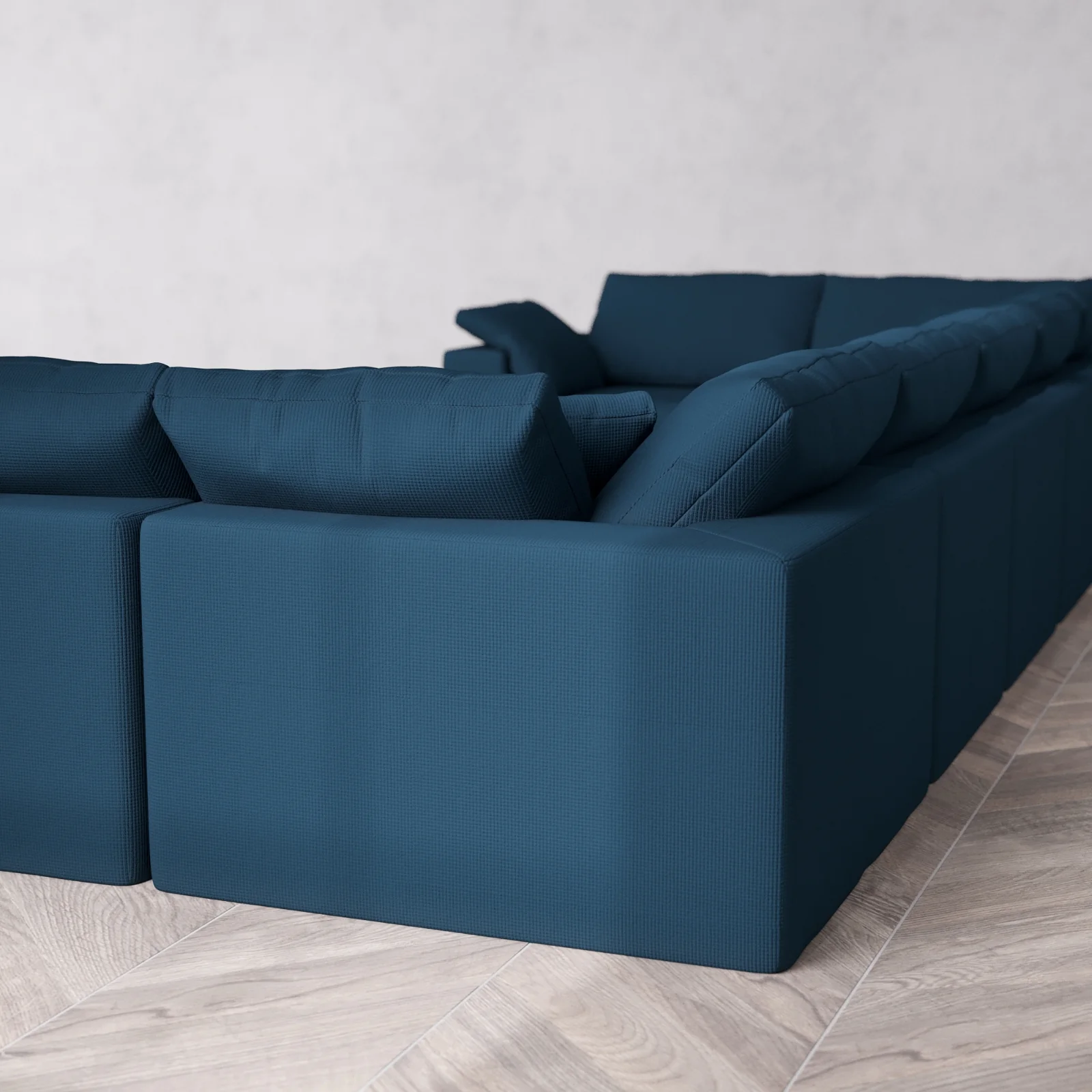 Modular Washable 7-Seater U Sectional + Chaise Ottoman Cloud Sofa | Arden Weave in Lazuli - Image 6