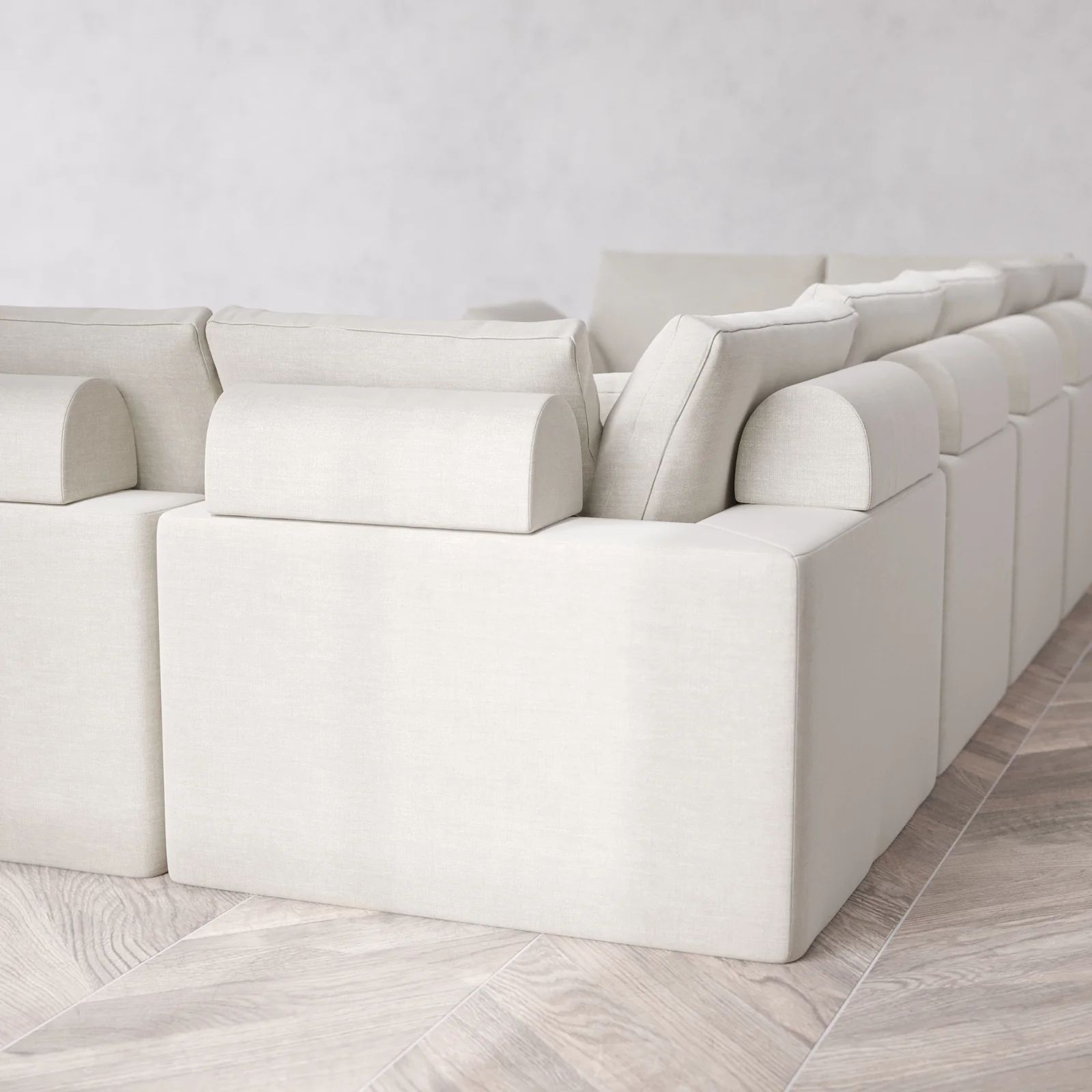 Modular Washable 7-Seater U Sectional + Chaise Ottoman Cloud + Bolster Sofa | Satin Velvet in Cashew - Image 6