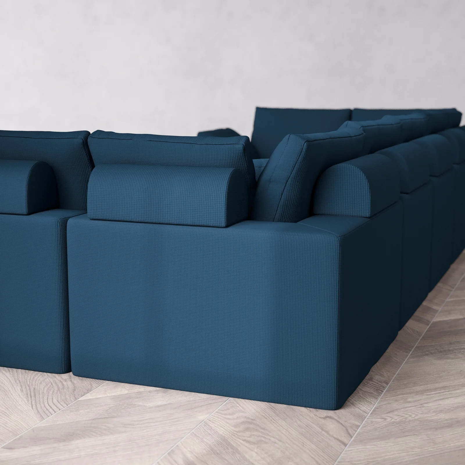 Modular Washable 7-Seater U Sectional + Chaise Ottoman Cloud + Bolster Sofa | Arden Weave in Lazuli - Image 6