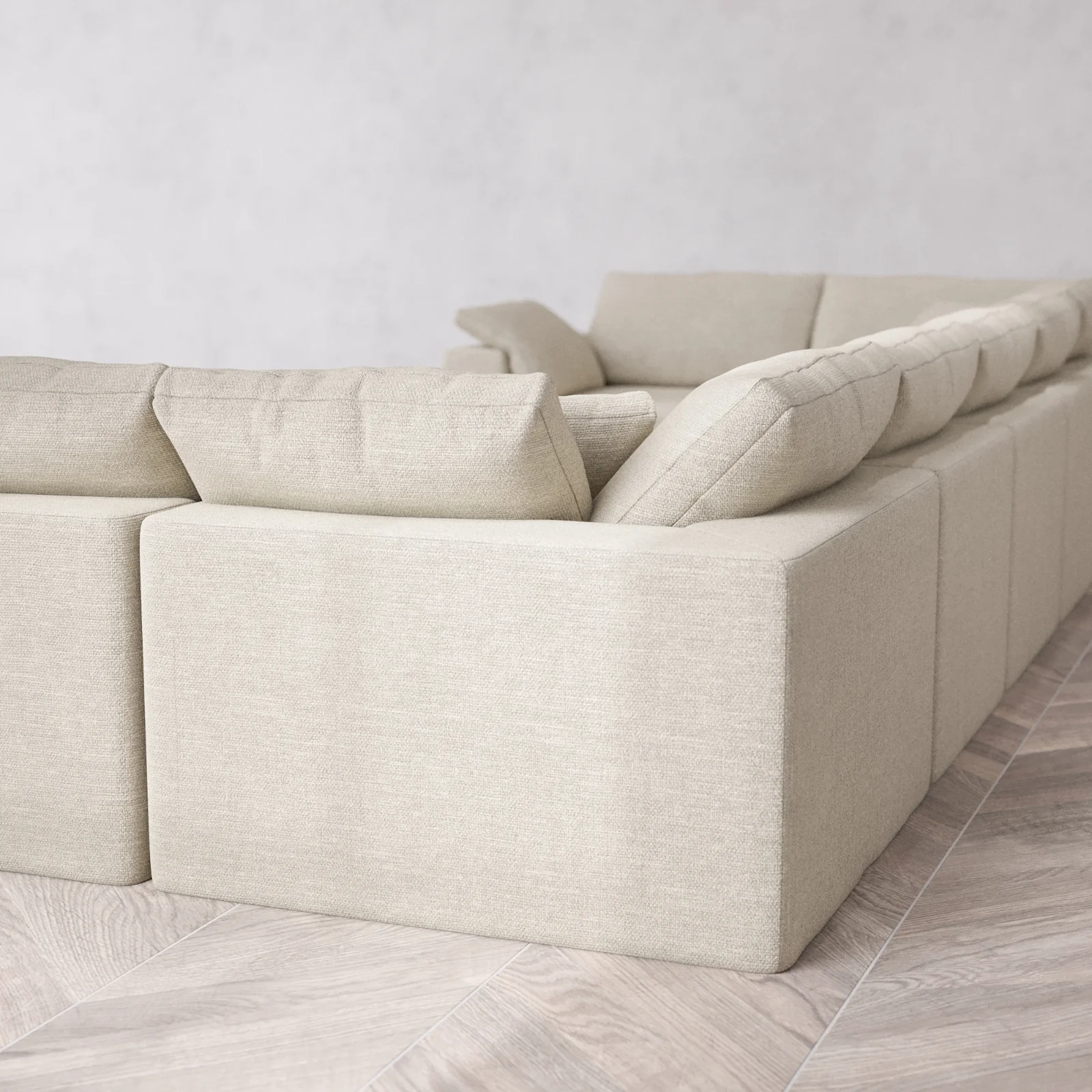 Modular Washable 7-Seater U Sectional + Chaise Ottoman Cloud Sofa | Plush Twill in Sandstone - Image 6