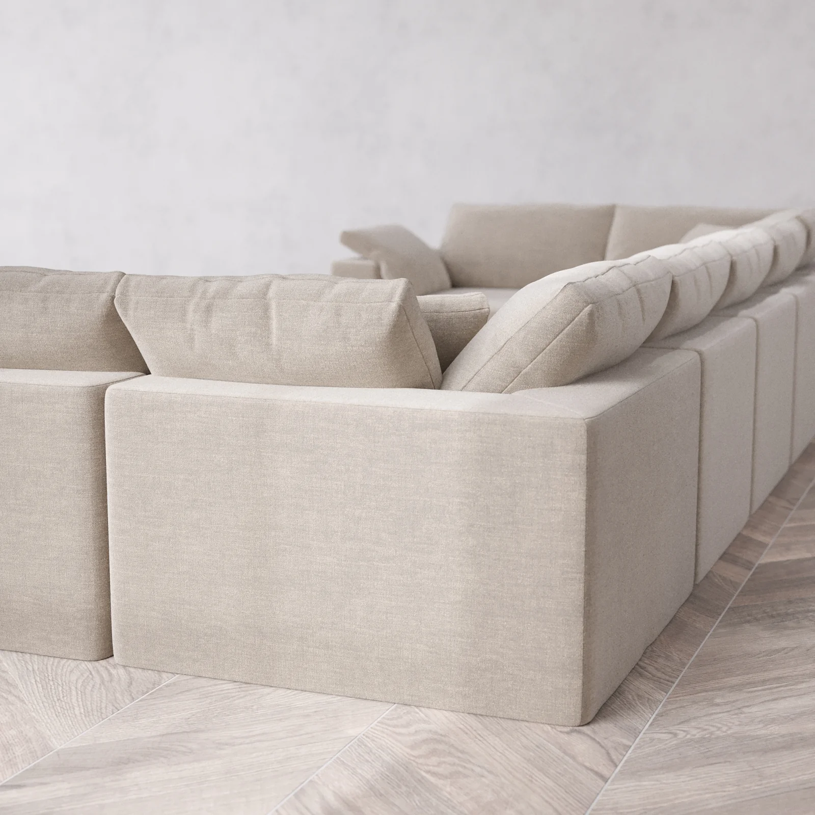 Modular Washable 7-Seater U Sectional Cloud Sofa | Satin Velvet in Caraway - Image 6