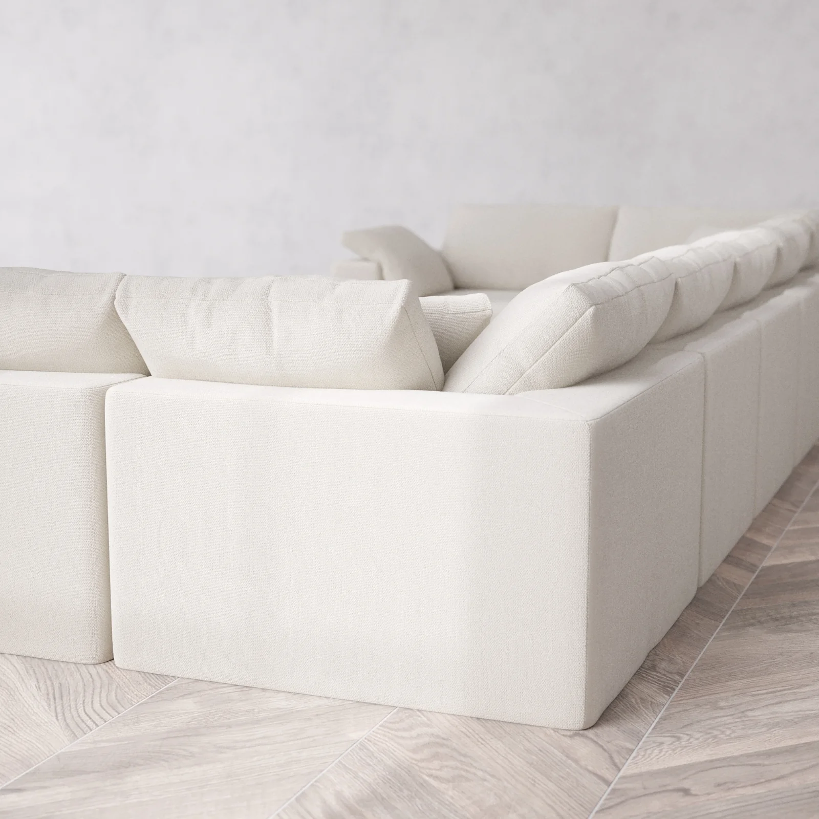 Modular Washable 7-Seater U Sectional Cloud Sofa | Lux Weave in Pearl - Image 6
