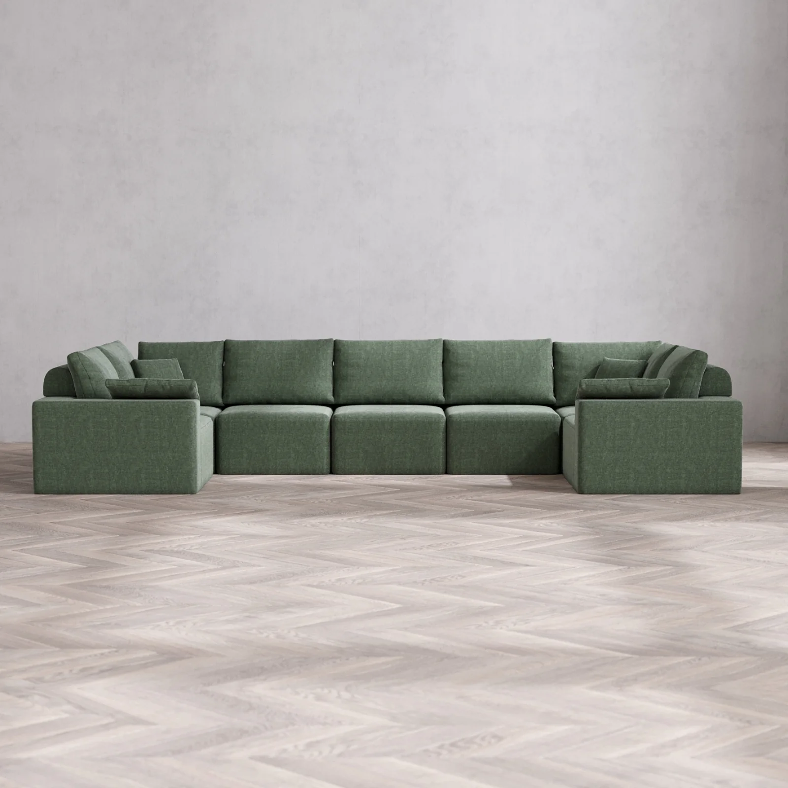 Modular Washable 7-Seater U Sectional Cloud + Bolster Sofa | Heirloom Velvet in Sage