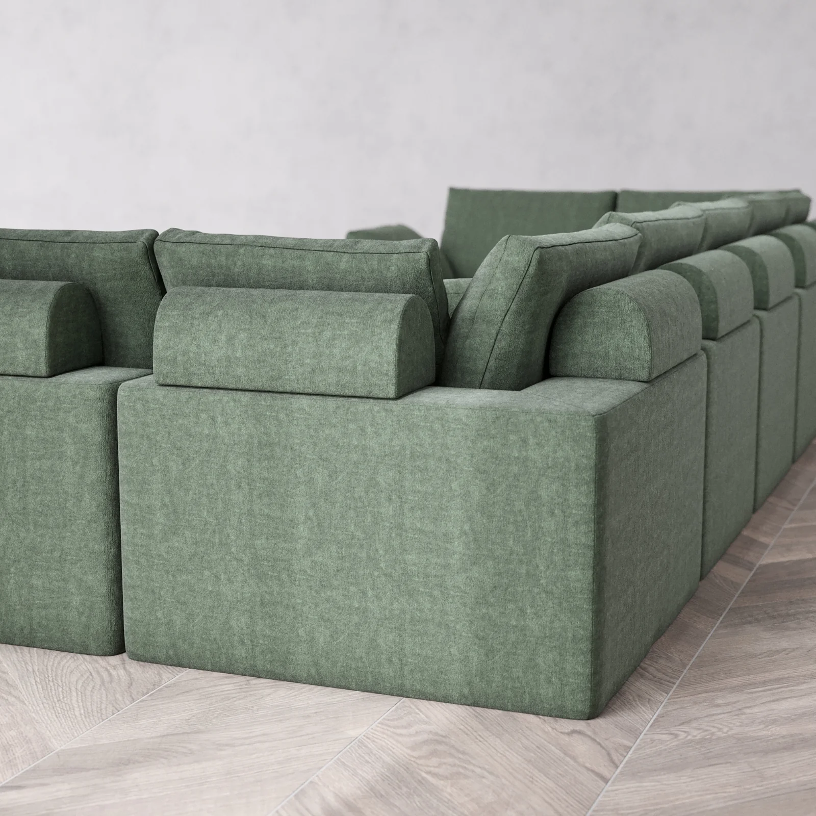 Modular Washable 7-Seater U Sectional Cloud + Bolster Sofa | Heirloom Velvet in Sage - Image 6