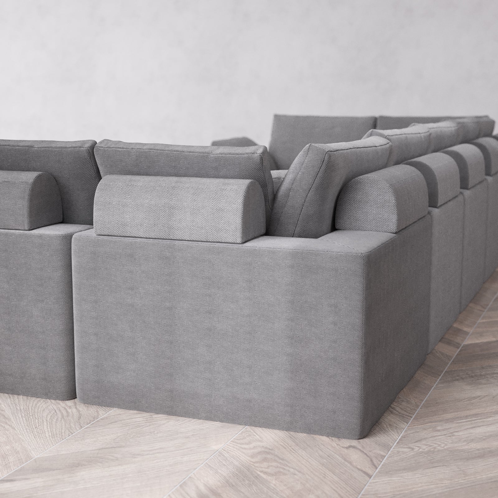 Modular Washable 7-Seater U Sectional Cloud + Bolster Sofa | Lux Weave in Slate - Image 6