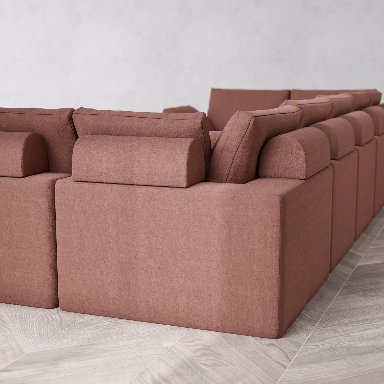 Modular Washable 7-Seater U Sectional Cloud + Bolster Sofa | Heirloom Velvet in Sumac - Image 6
