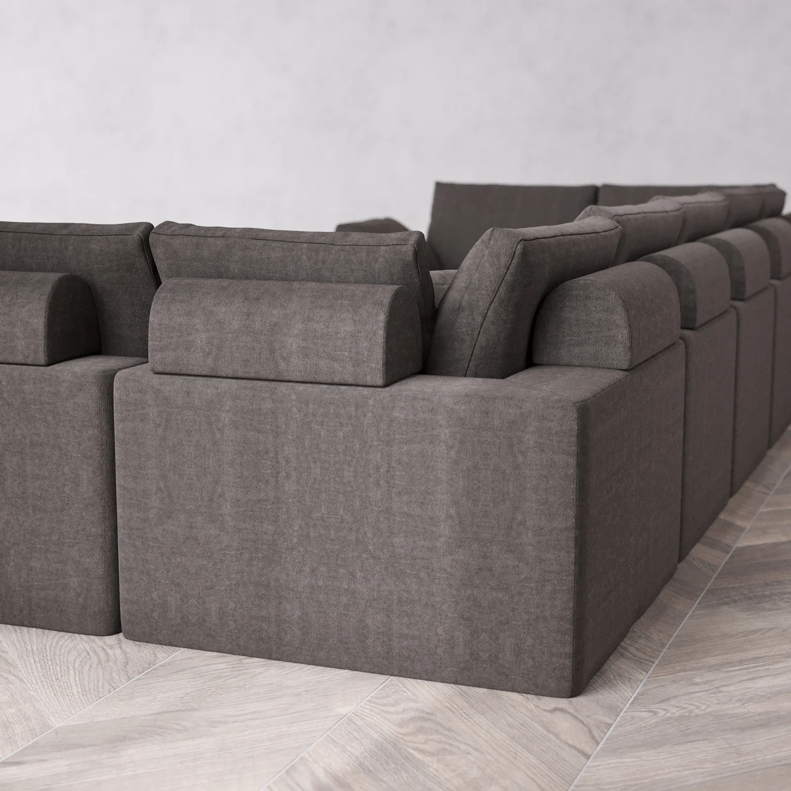 Modular Washable 7-Seater U Sectional Cloud + Bolster Sofa | Heirloom Velvet in Truffle - Image 6