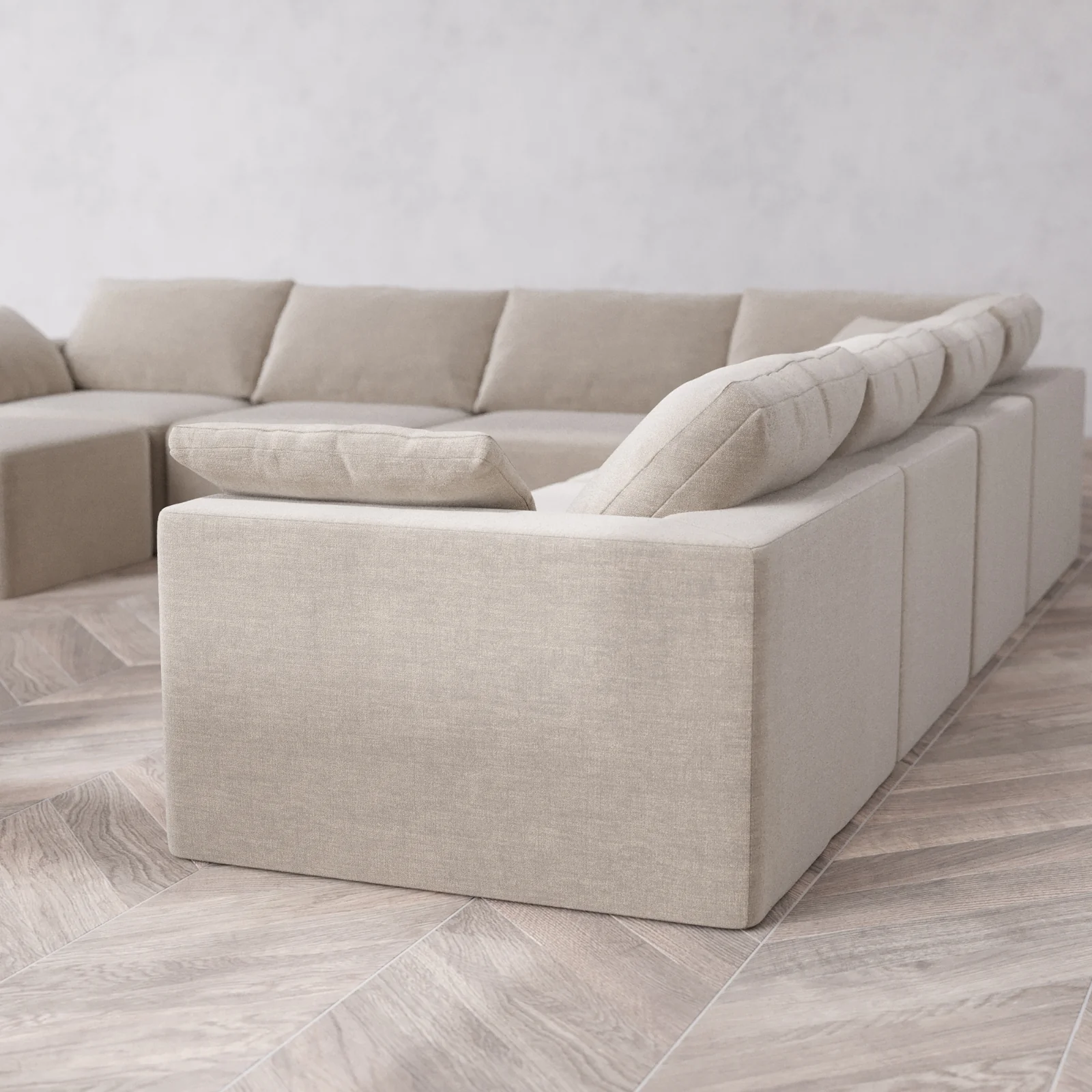 Modular Washable 8-Seater Corner Chaise Sectional Cloud Sofa | Satin Velvet in Caraway - Image 6