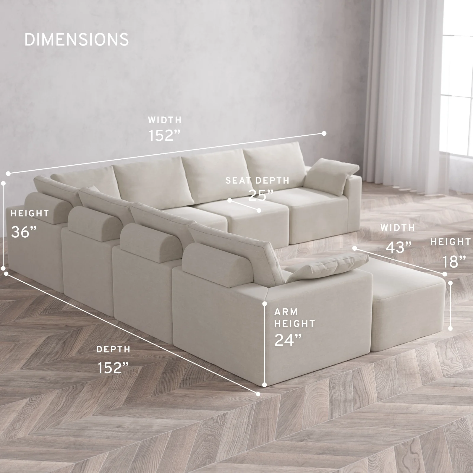 Modular Washable 8-Seater Corner Chaise Sectional Cloud + Bolster Sofa | Satin Velvet in Cashew - Image 5