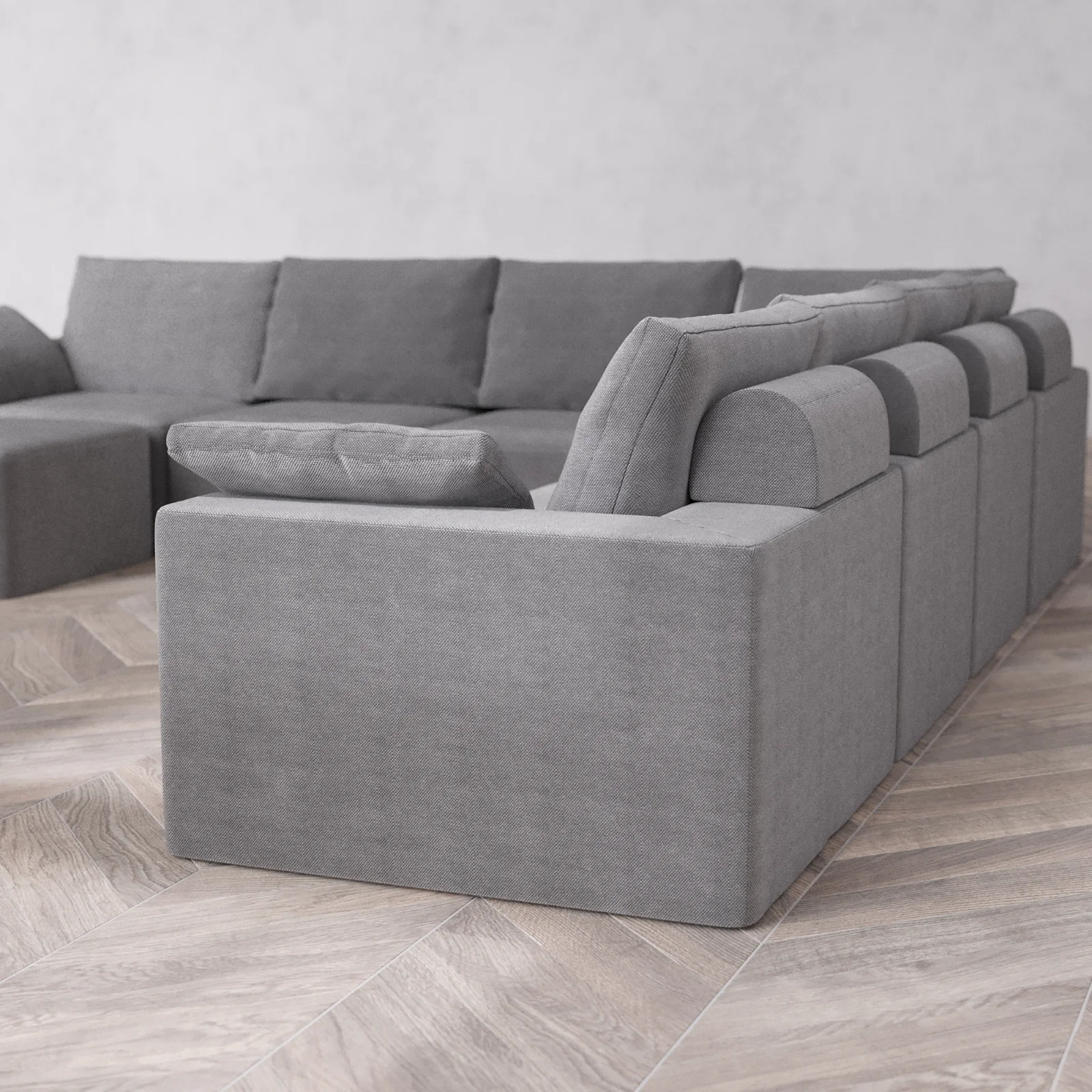 Modular Washable 8-Seater Corner Chaise Sectional Cloud + Bolster Sofa | Lux Weave in Slate - Image 6