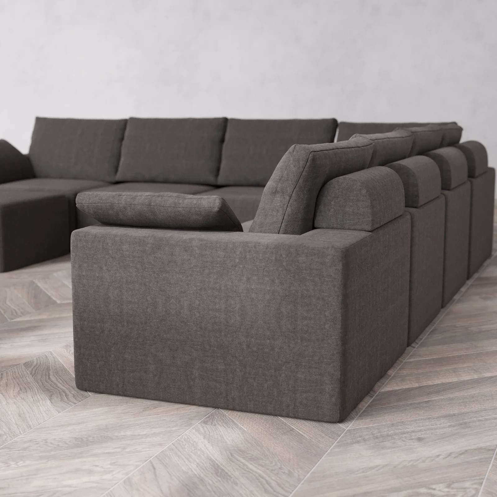 Modular Washable 8-Seater Corner Chaise Sectional Cloud + Bolster Sofa | Heirloom Velvet in Truffle - Image 6