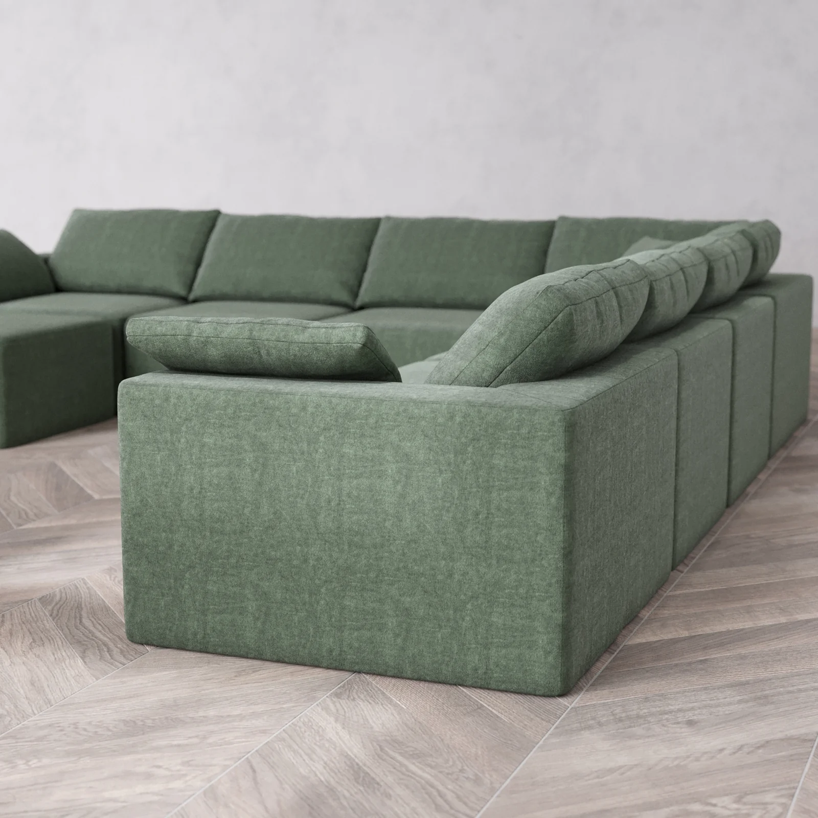 Modular Washable 8-Seater Corner Chaise Sectional Cloud Sofa | Heirloom Velvet in Sage - Image 6