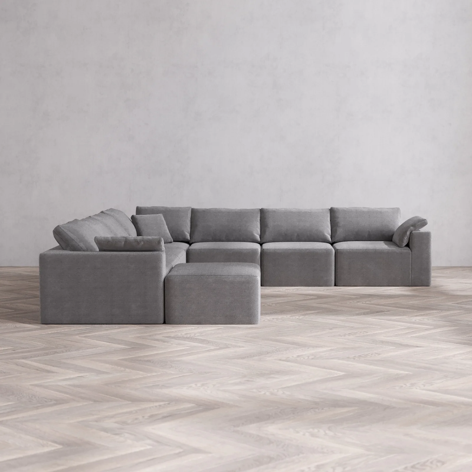Modular Washable 8-Seater Corner Chaise Sectional Cloud Sofa | Lux Weave in Slate