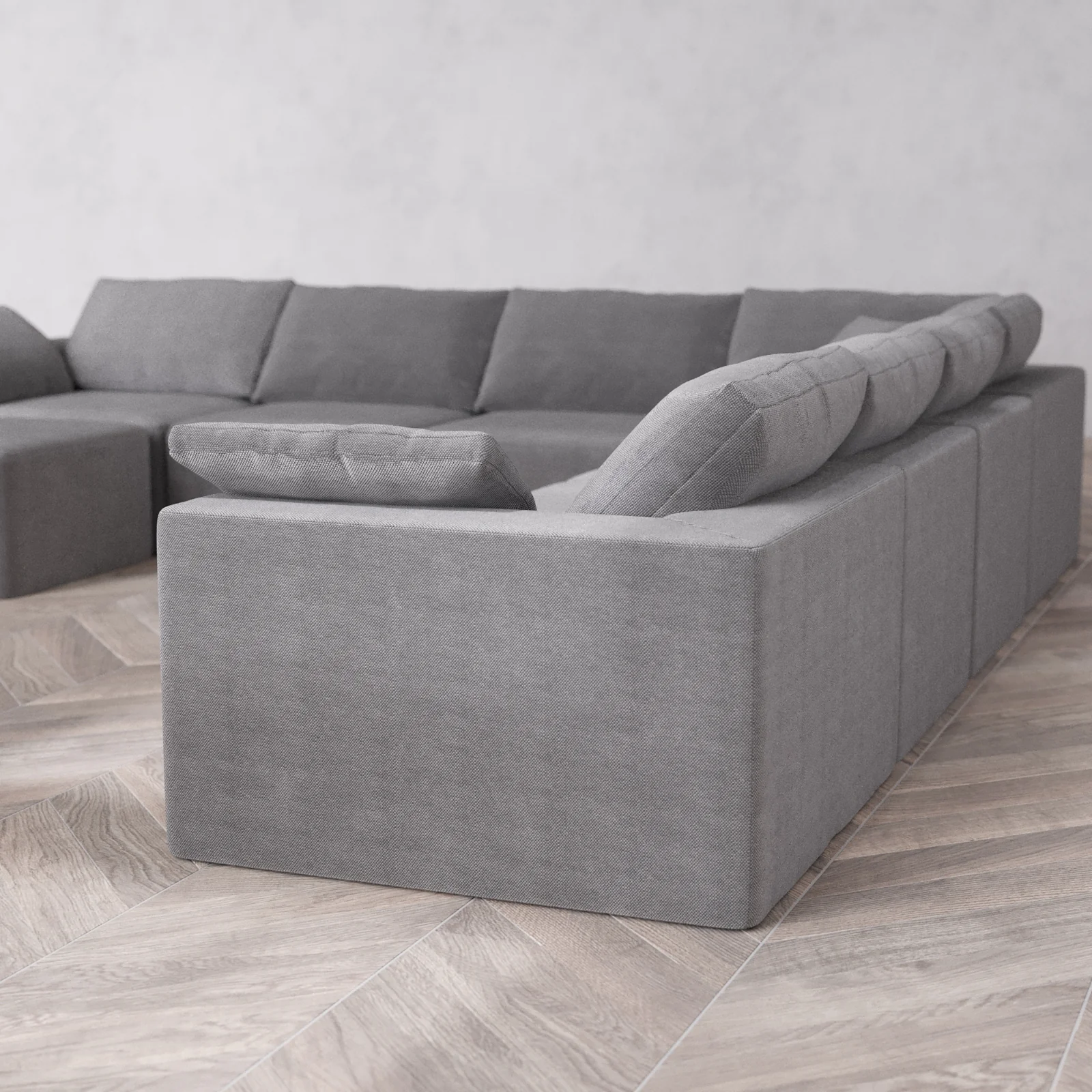 Modular Washable 8-Seater Corner Chaise Sectional Cloud Sofa | Lux Weave in Slate - Image 6