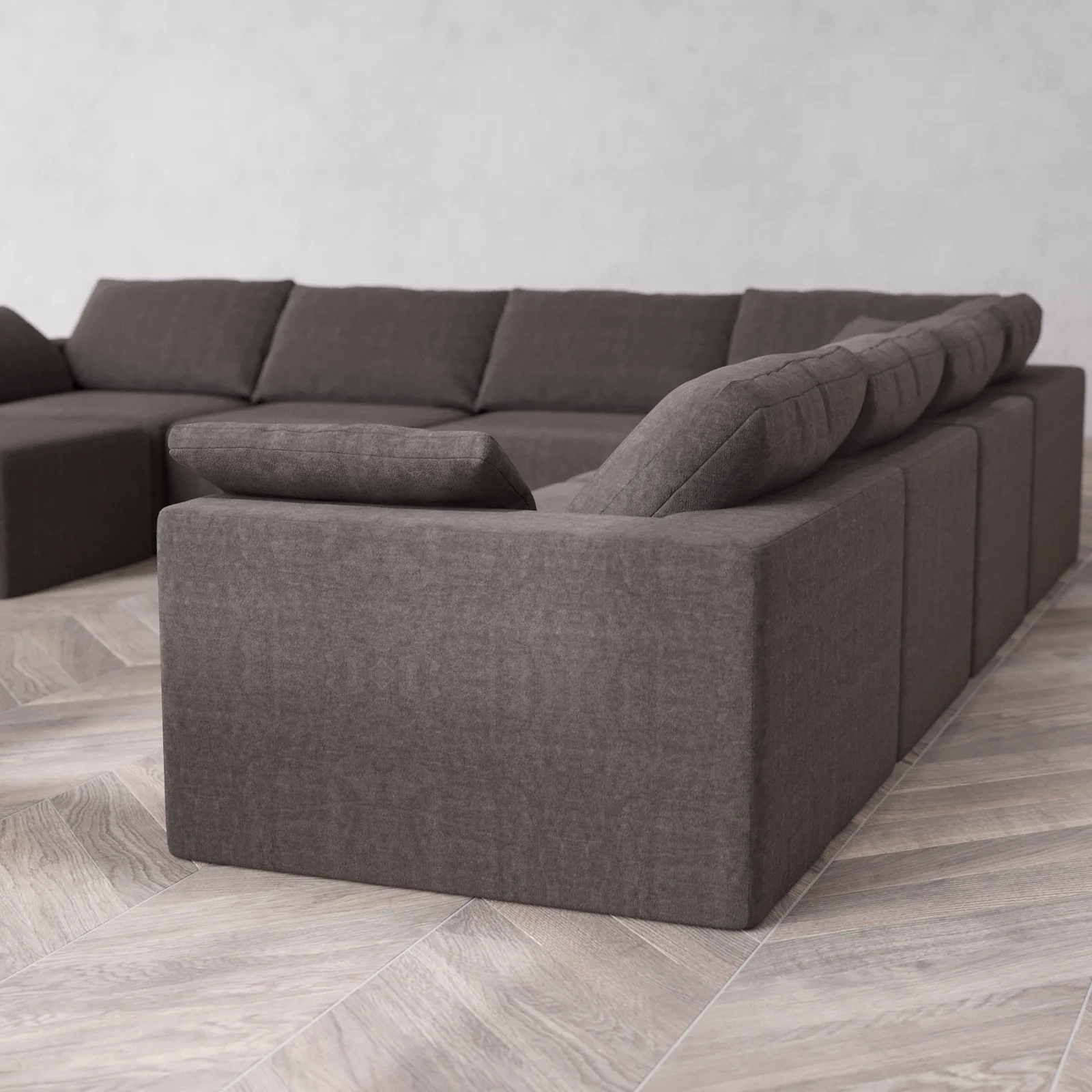 Modular Washable 8-Seater Corner Chaise Sectional Cloud Sofa | Heirloom Velvet in Truffle - Image 6