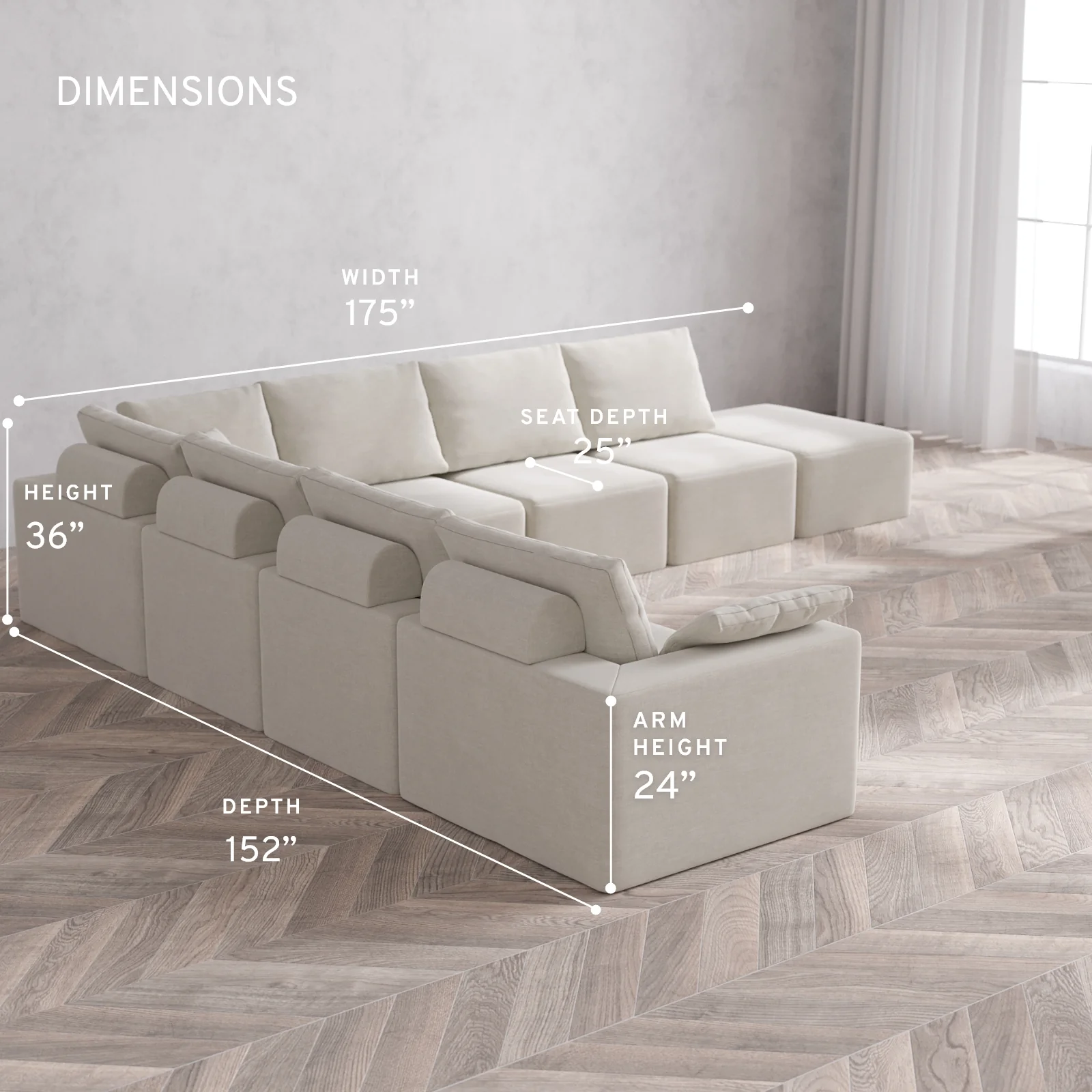 Modular Washable 8-Seater Open End Corner Sectional Cloud + Bolster Sofa | Left-Facing Arm | Satin Velvet in Cashew - Image 5