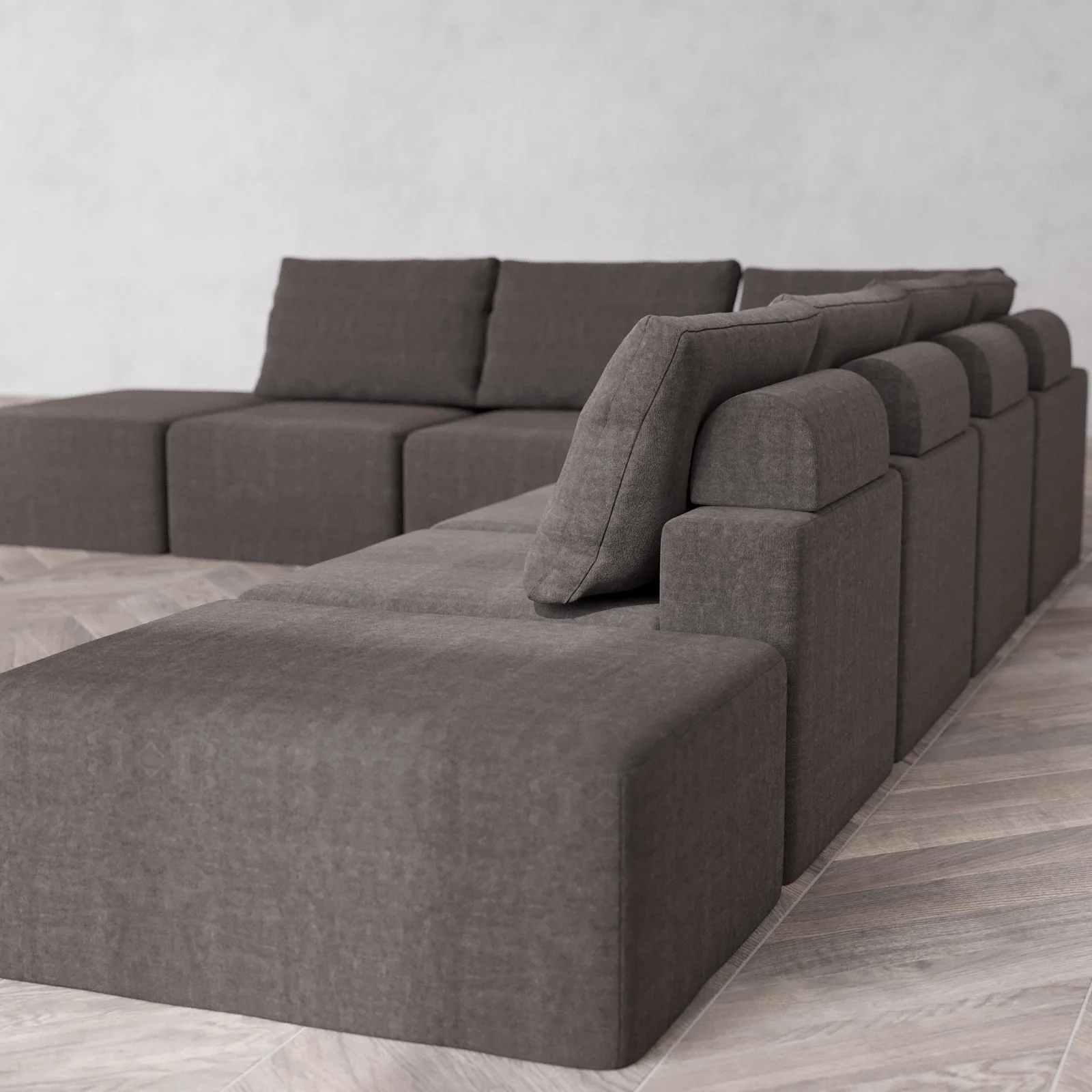 Modular Washable 8-Seater Open End Corner Sectional Cloud + Bolster Sofa | Right-Facing Arm | Heirloom Velvet in Truffle - Image 6