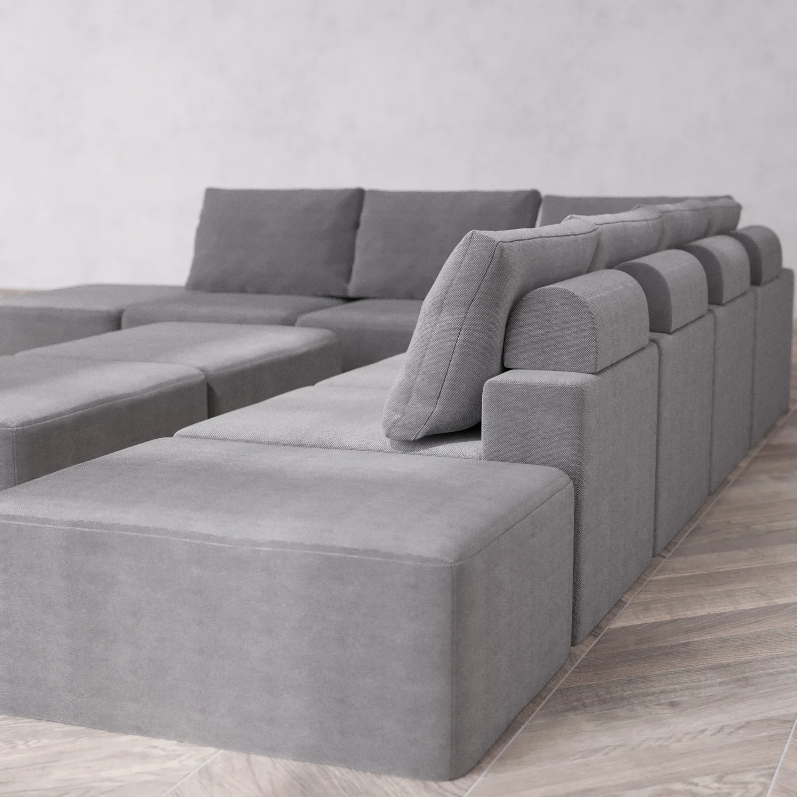 Modular Washable 8-Seater Open-Ends Corner Sectional + Chaise Ottoman Bench Cloud + Bolster Sofa | Lux Weave in Slate - Image 6