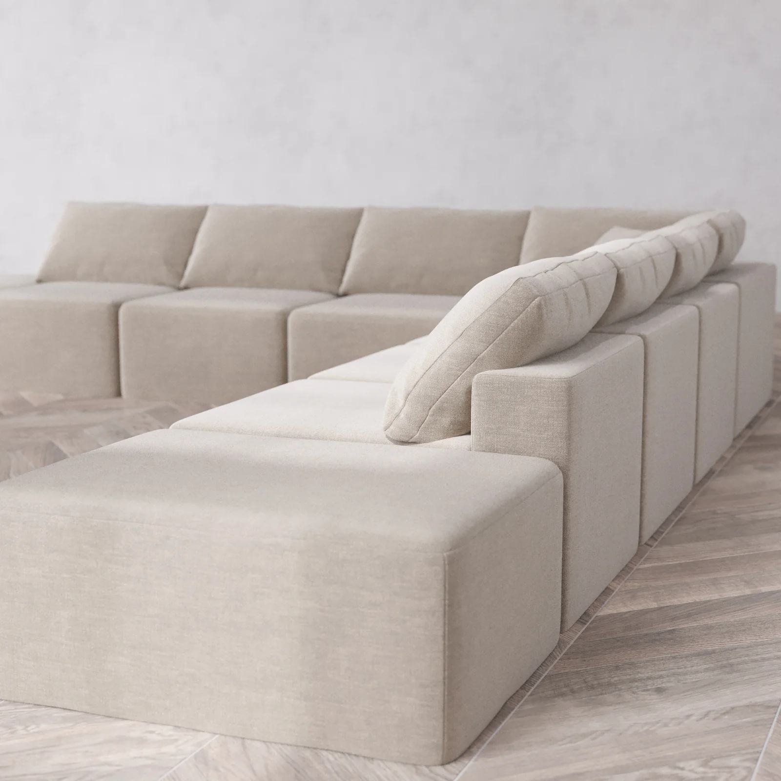 Modular Washable 8-Seater Open-Ends Corner Sectional Cloud Sofa | Satin Velvet in Caraway - Image 6