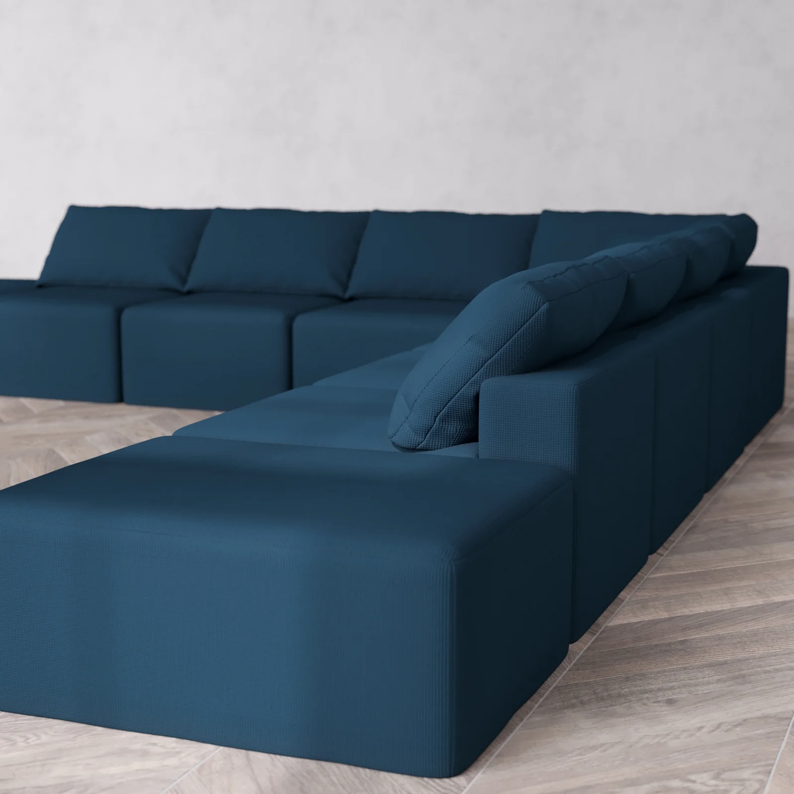 Modular Washable 8-Seater Open-Ends Corner Sectional Cloud Sofa | Arden Weave in Lazuli - Image 6