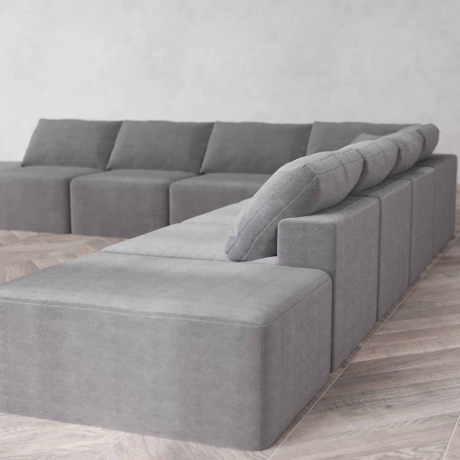 Modular Washable 8-Seater Open-Ends Corner Sectional Cloud Sofa | Lux Weave in Slate - Image 6