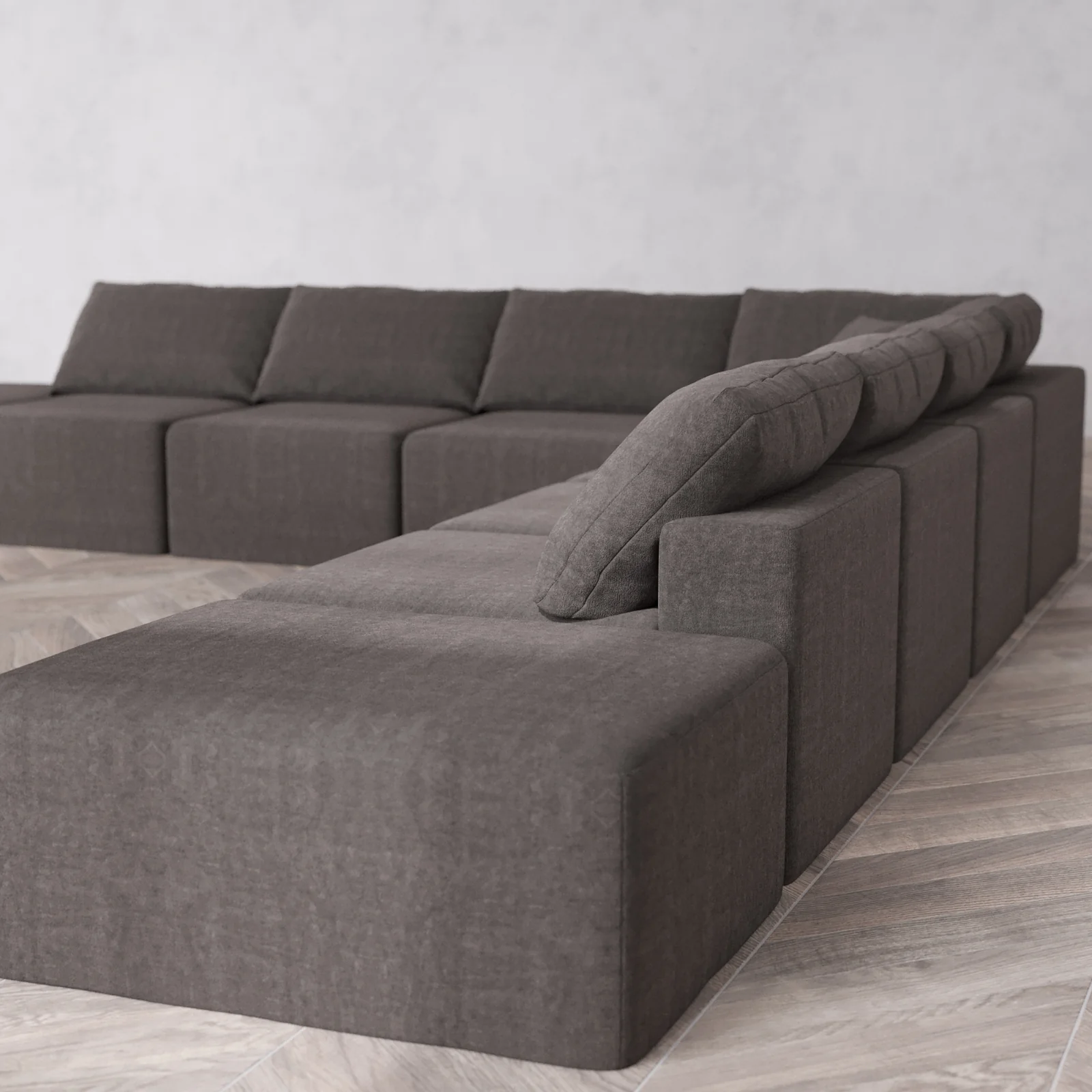Modular Washable 8-Seater Open-Ends Corner Sectional Cloud Sofa | Heirloom Velvet in Truffle - Image 6