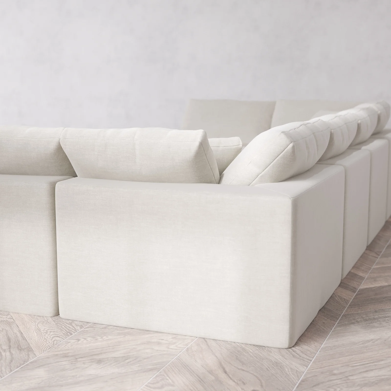 Modular Washable 8-Seater Open-Ends U Sectional Cloud Sofa | Satin Velvet in Cashew - Image 6