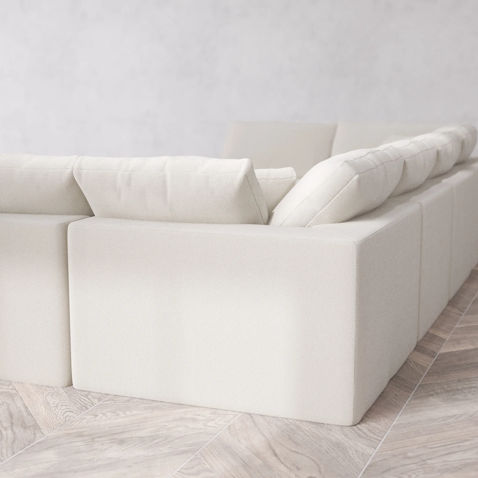 Modular Washable 8-Seater Open-Ends U Sectional Cloud Sofa | Lux Weave in Pearl - Image 6