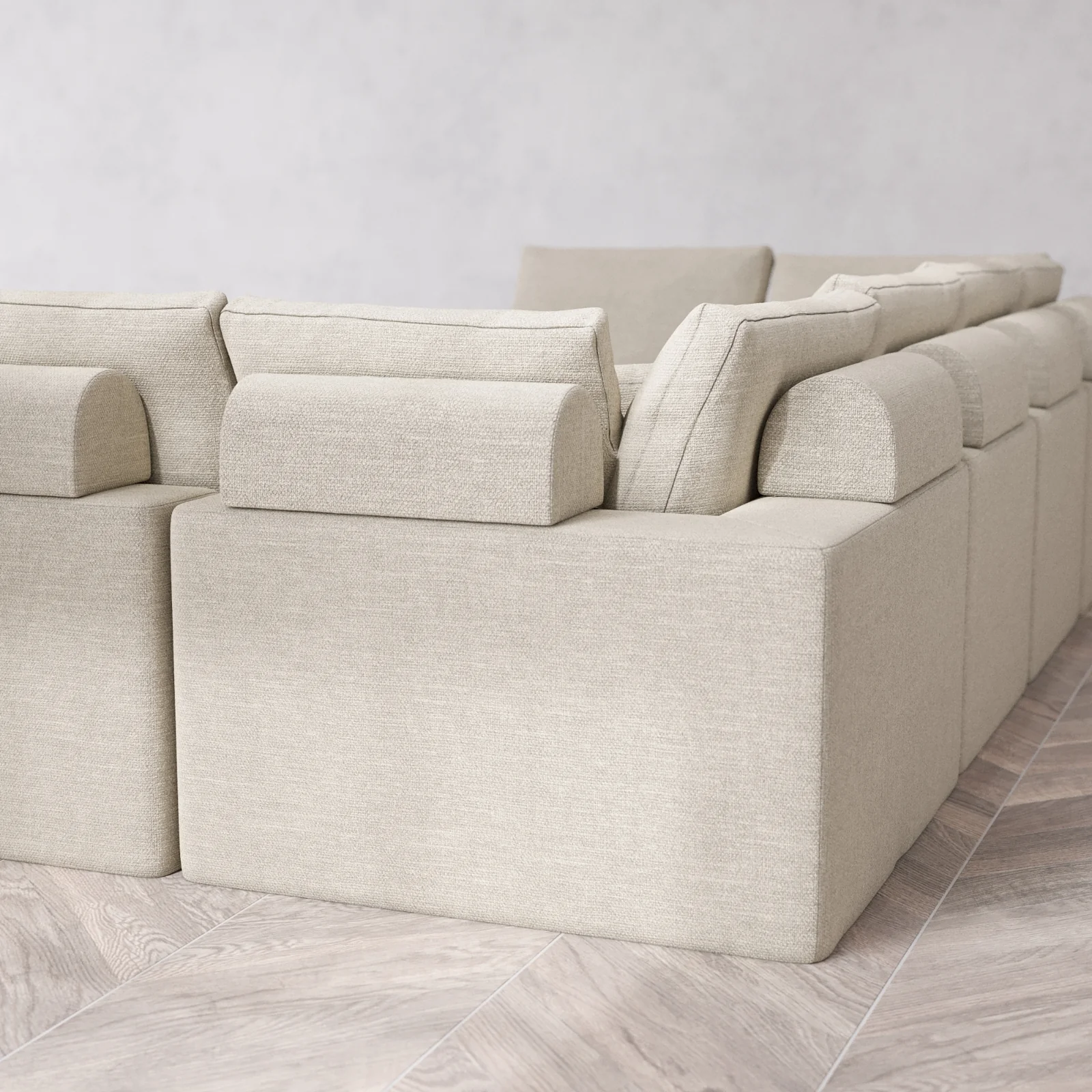 Modular Washable 8-Seater Open-Ends U Sectional Cloud + Bolster Sofa | Plush Twill in Sandstone - Image 6