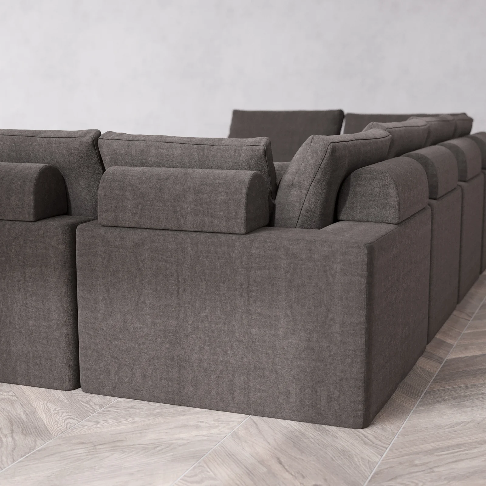 Modular Washable 8-Seater Open-Ends U Sectional Cloud + Bolster Sofa | Heirloom Velvet in Truffle - Image 6