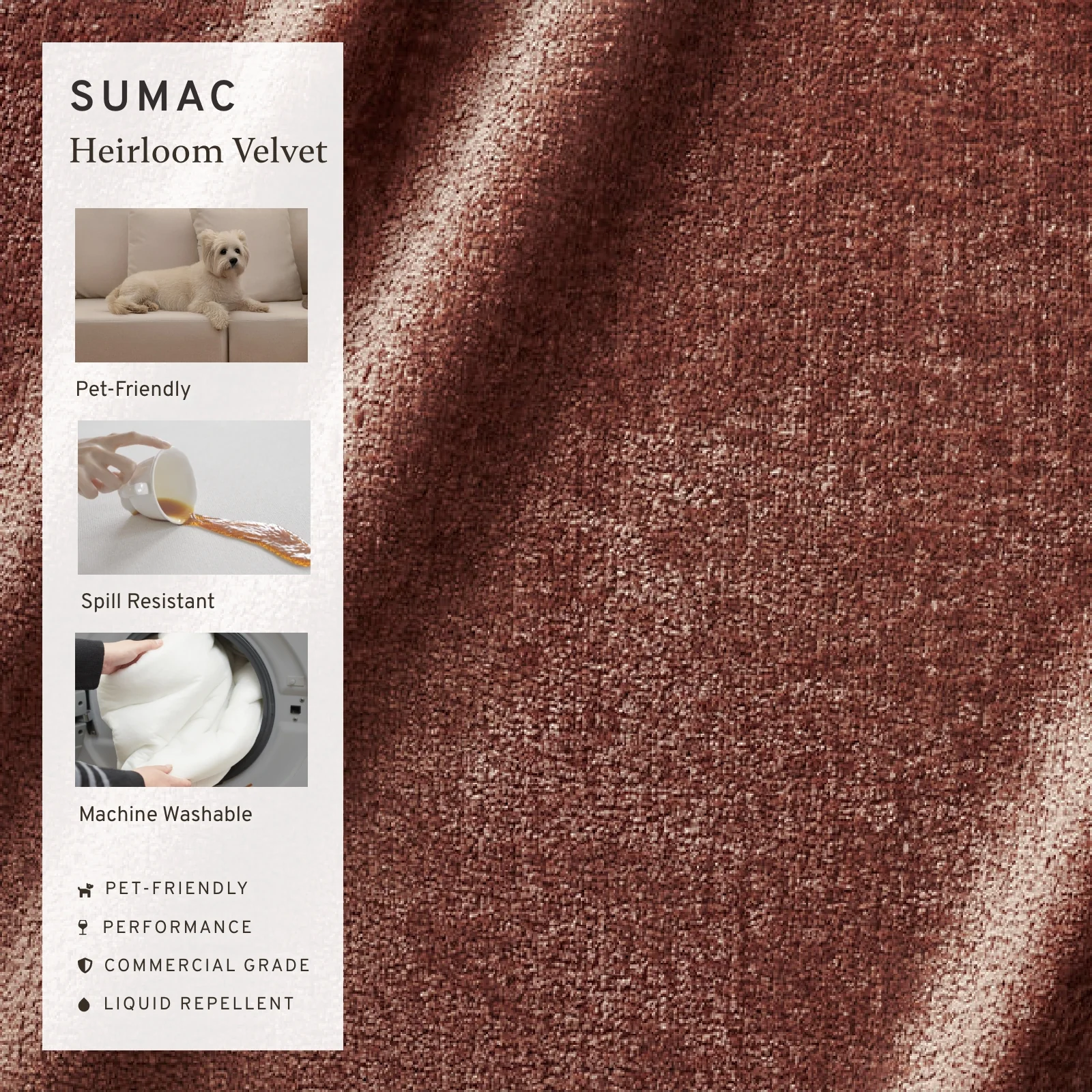 Modular Washable 8-Seater Open-Ends U Sectional Cloud Sofa | Heirloom Velvet in Sumac - Image 3