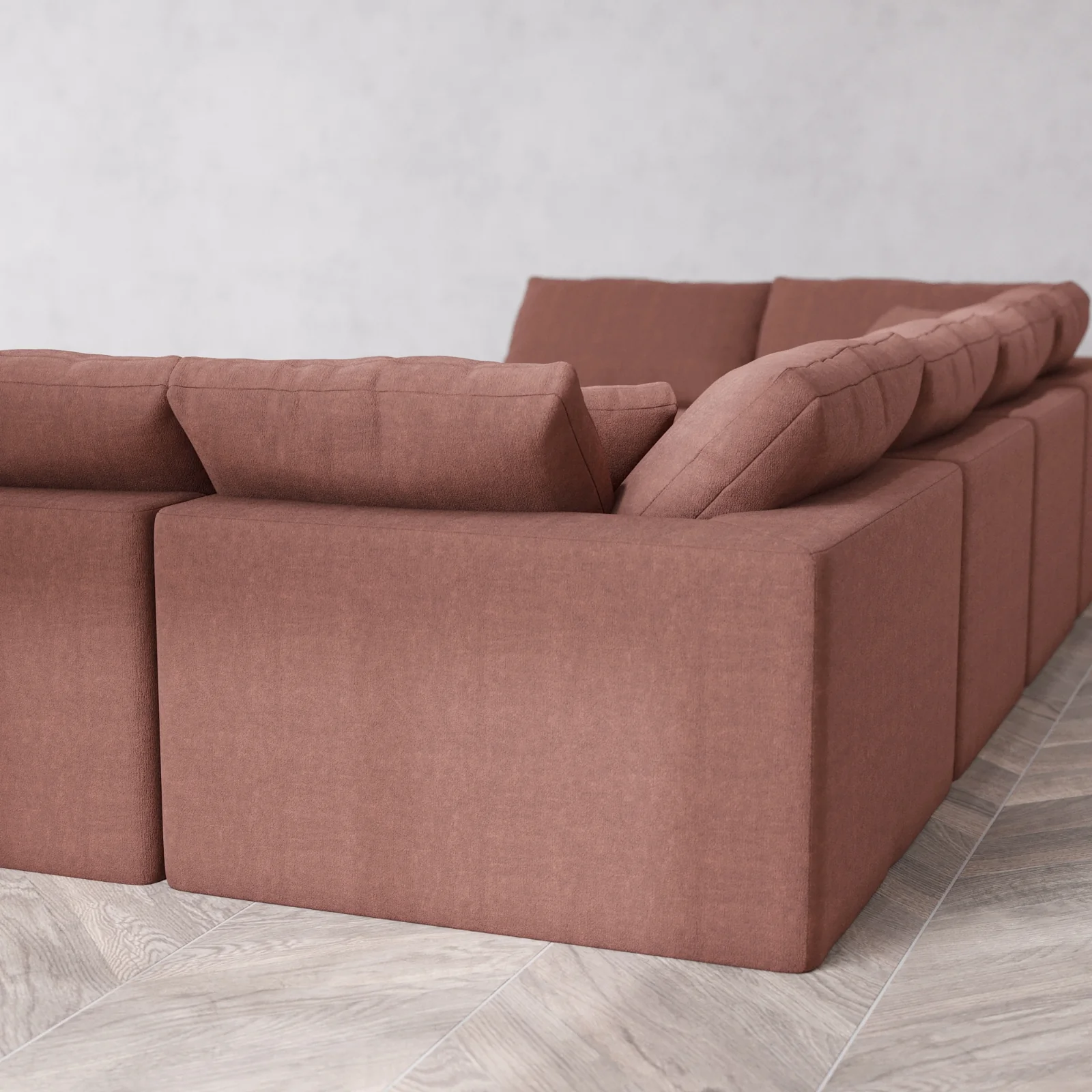 Modular Washable 8-Seater Open-Ends U Sectional + Ottoman Cloud Sofa | Heirloom Velvet in Sumac - Image 6