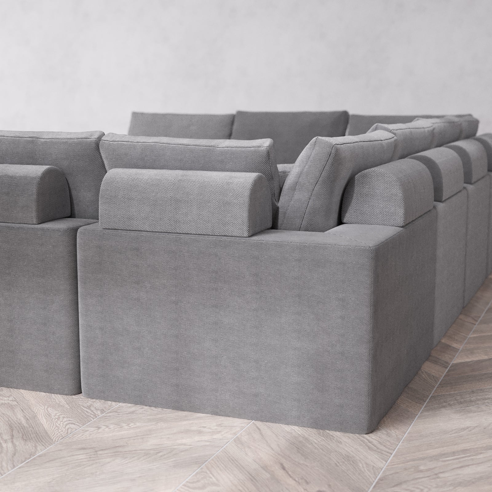 Modular Washable 8-Seater U Sectional + Chaise Ottoman Cloud + Bolster Sofa | Lux Weave in Slate - Image 6