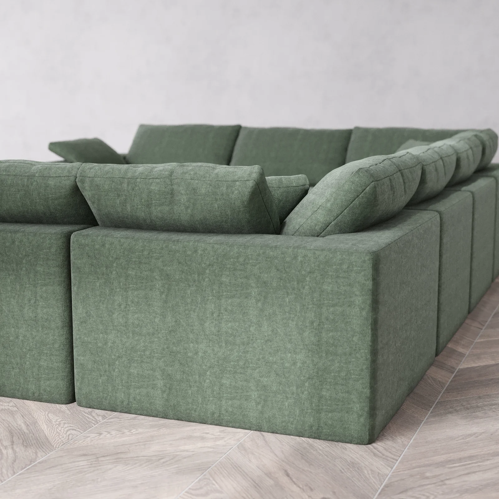 Modular Washable 8-Seater U Sectional + Chaise Ottoman Cloud Sofa | Heirloom Velvet in Sage - Image 6