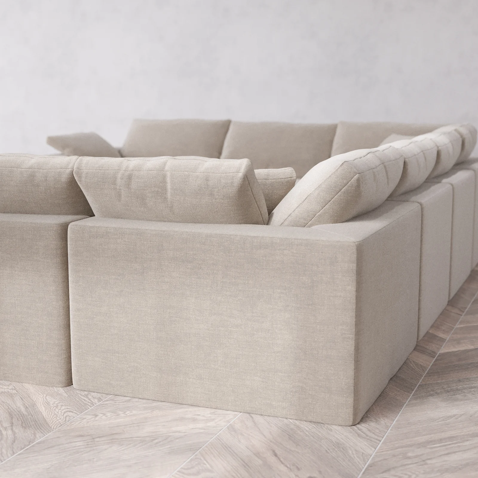 Modular Washable 8-Seater U Sectional Cloud Sofa | Satin Velvet in Caraway - Image 6