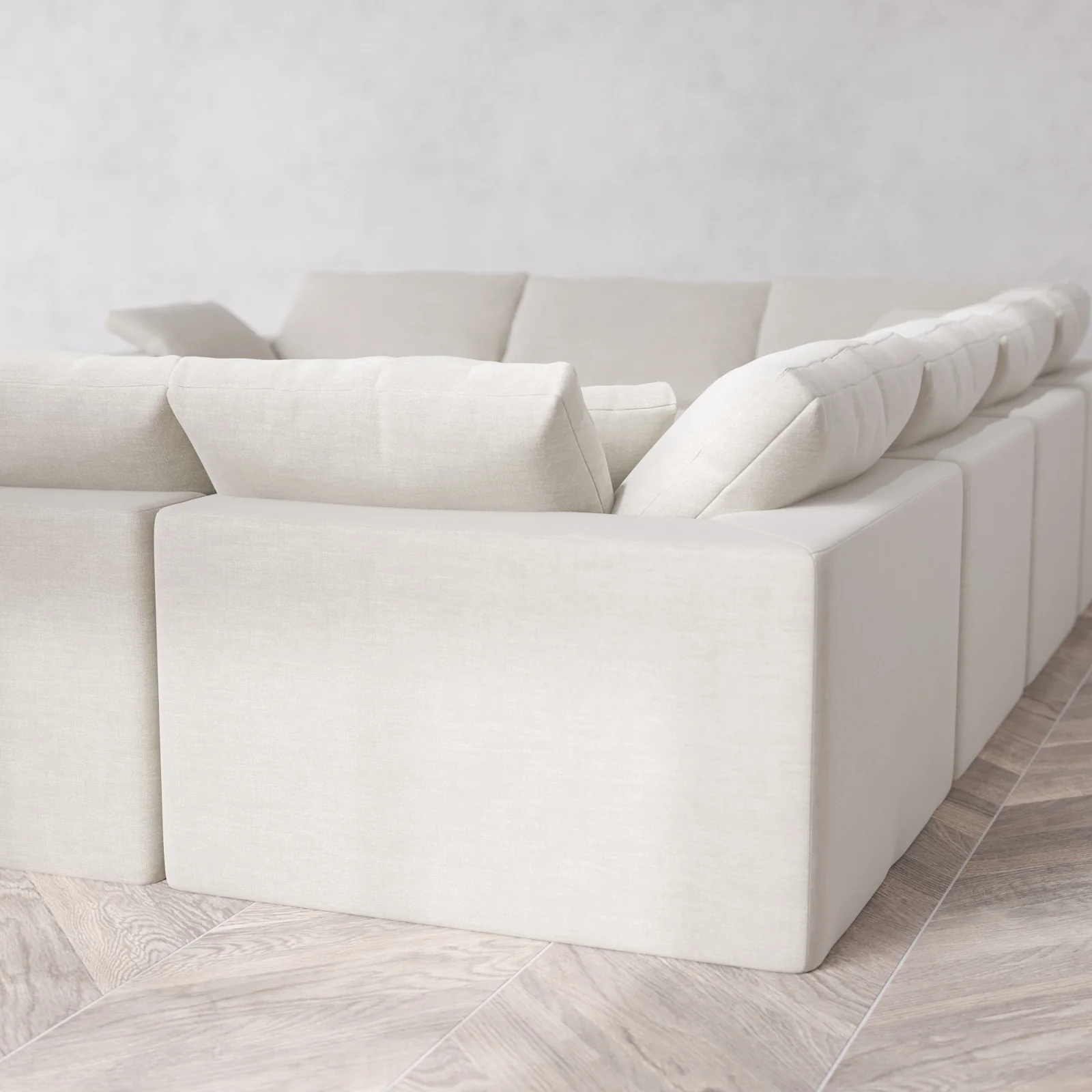 Modular Washable 8-Seater U Sectional Cloud Sofa | Satin Velvet in Cashew - Image 6