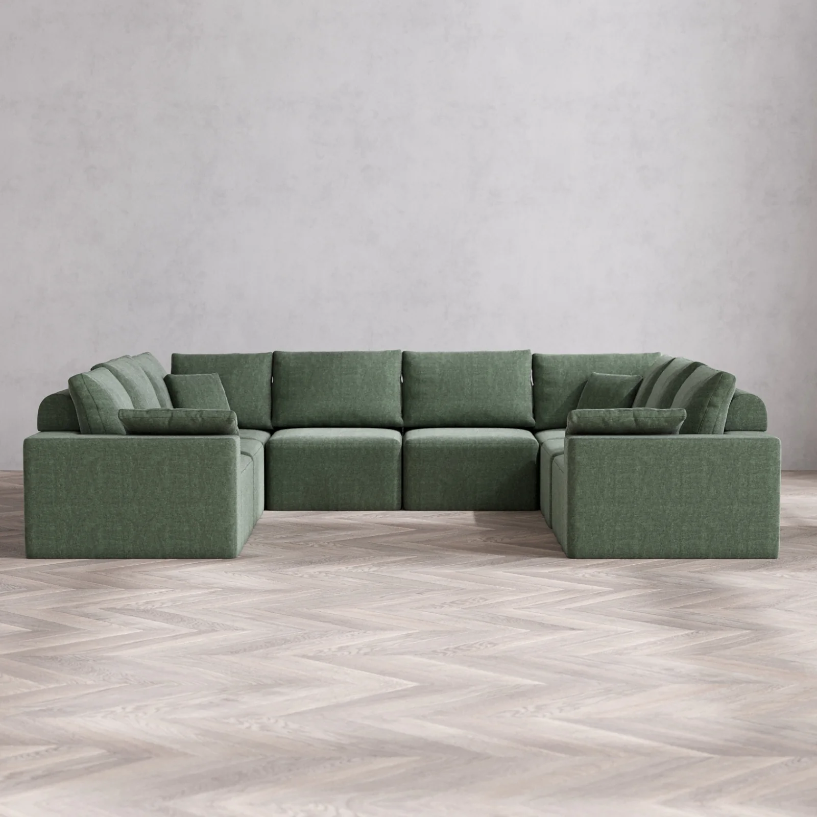 Modular Washable 8-Seater U Sectional Cloud + Bolster Sofa | Heirloom Velvet in Sage