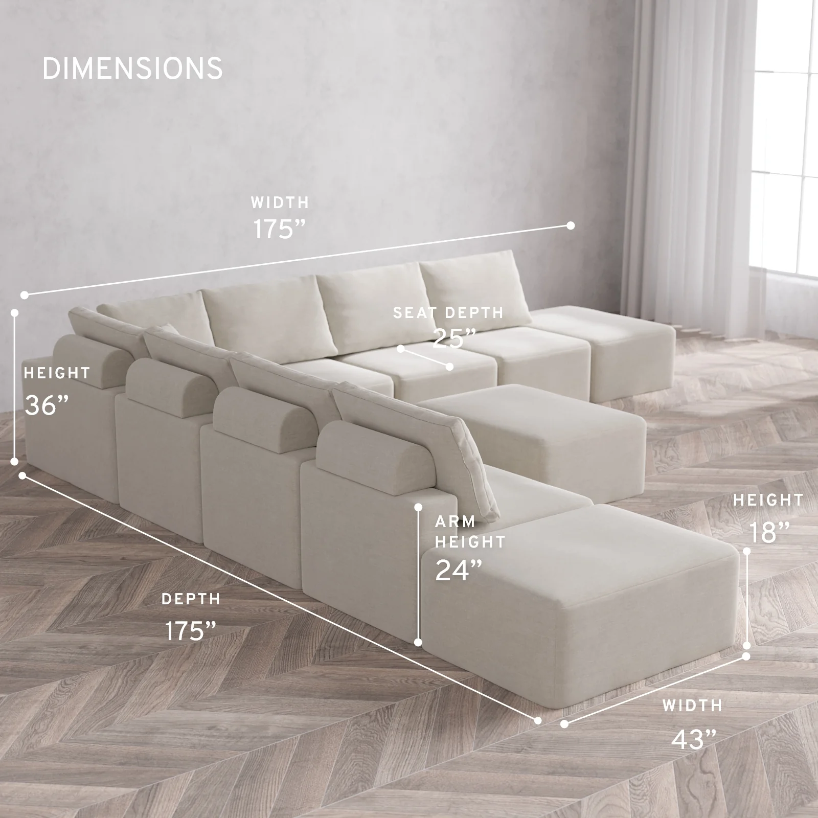 Modular Washable 9-Seater Open-Ends Corner Sectional + Chaise Ottoman Cloud + Bolster Sofa | Satin Velvet in Cashew - Image 5