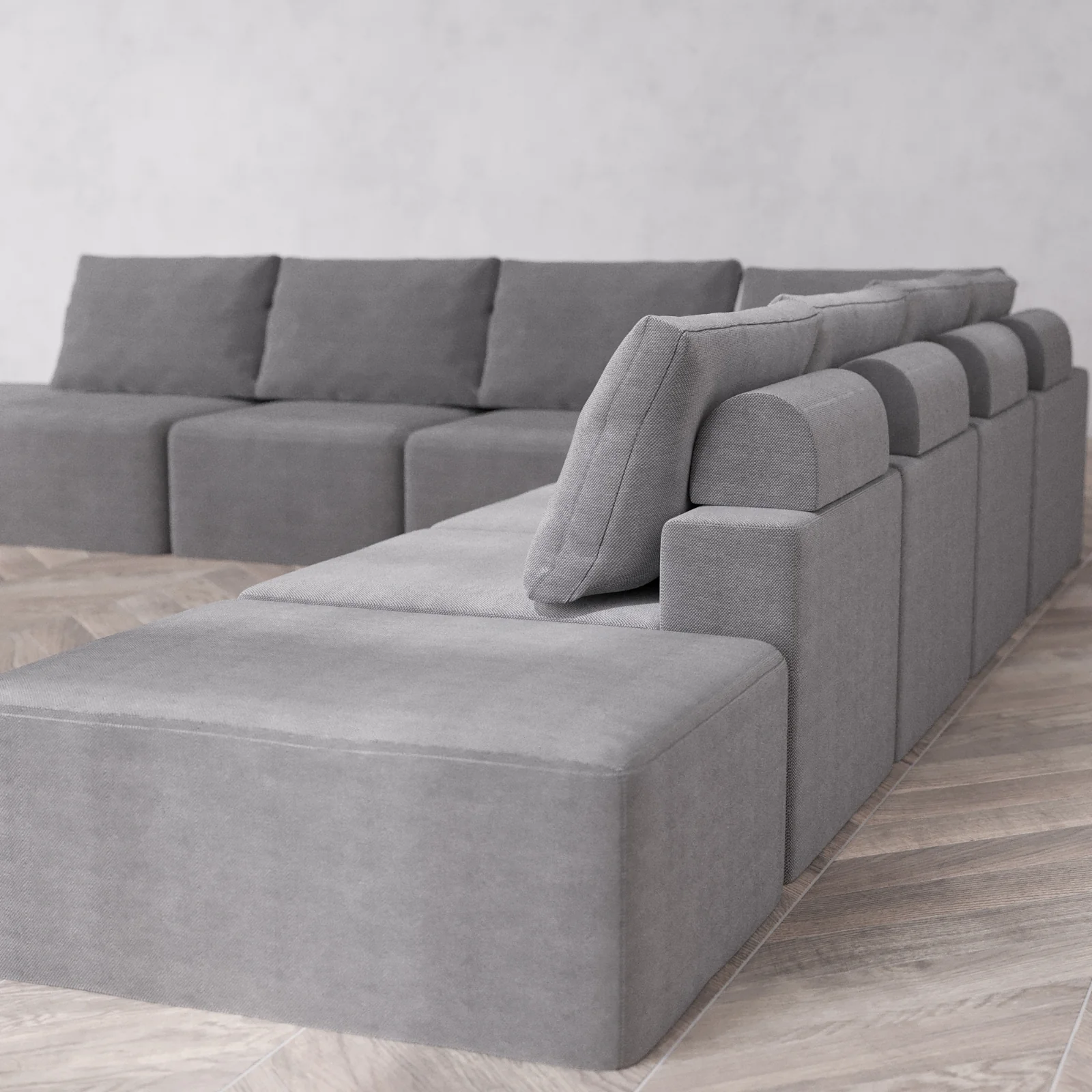 Modular Washable 9-Seater Open-Ends Corner Sectional Cloud + Bolster Sofa | Lux Weave in Slate - Image 6