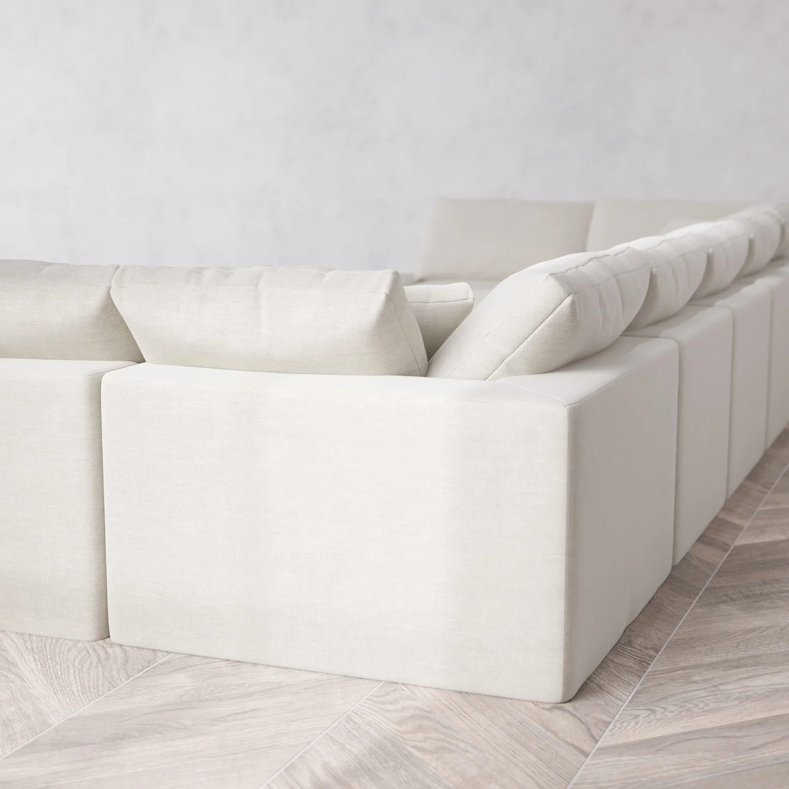 Modular Washable 9-Seater Open-Ends U Sectional + Chaise Ottoman Cloud Sofa | Satin Velvet in Cashew - Image 6