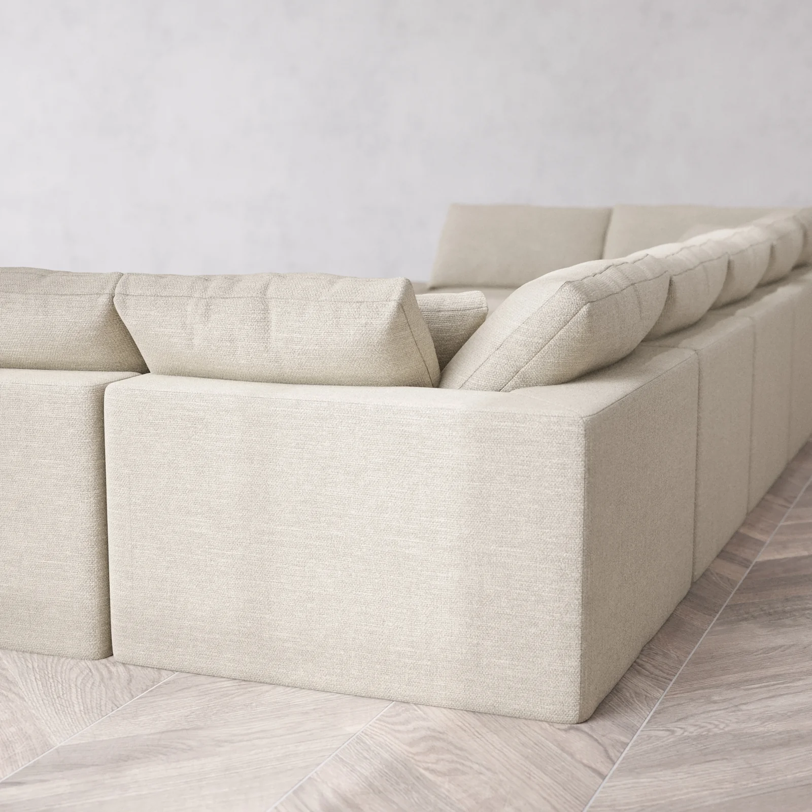Modular Washable 9-Seater Open-Ends U Sectional + Chaise Ottoman Cloud Sofa | Plush Twill in Sandstone - Image 6