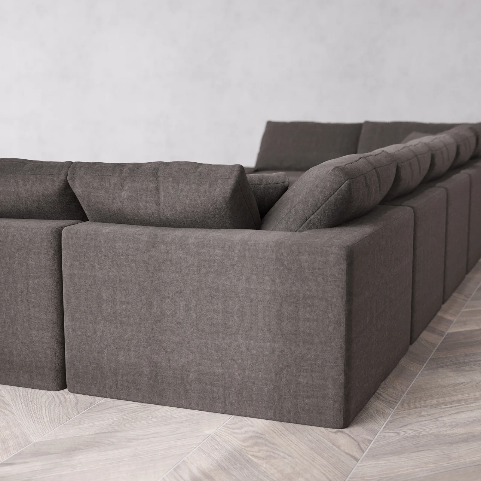 Modular Washable 9-Seater Open-Ends U Sectional + Chaise Ottoman Cloud Sofa | Heirloom Velvet in Truffle - Image 6