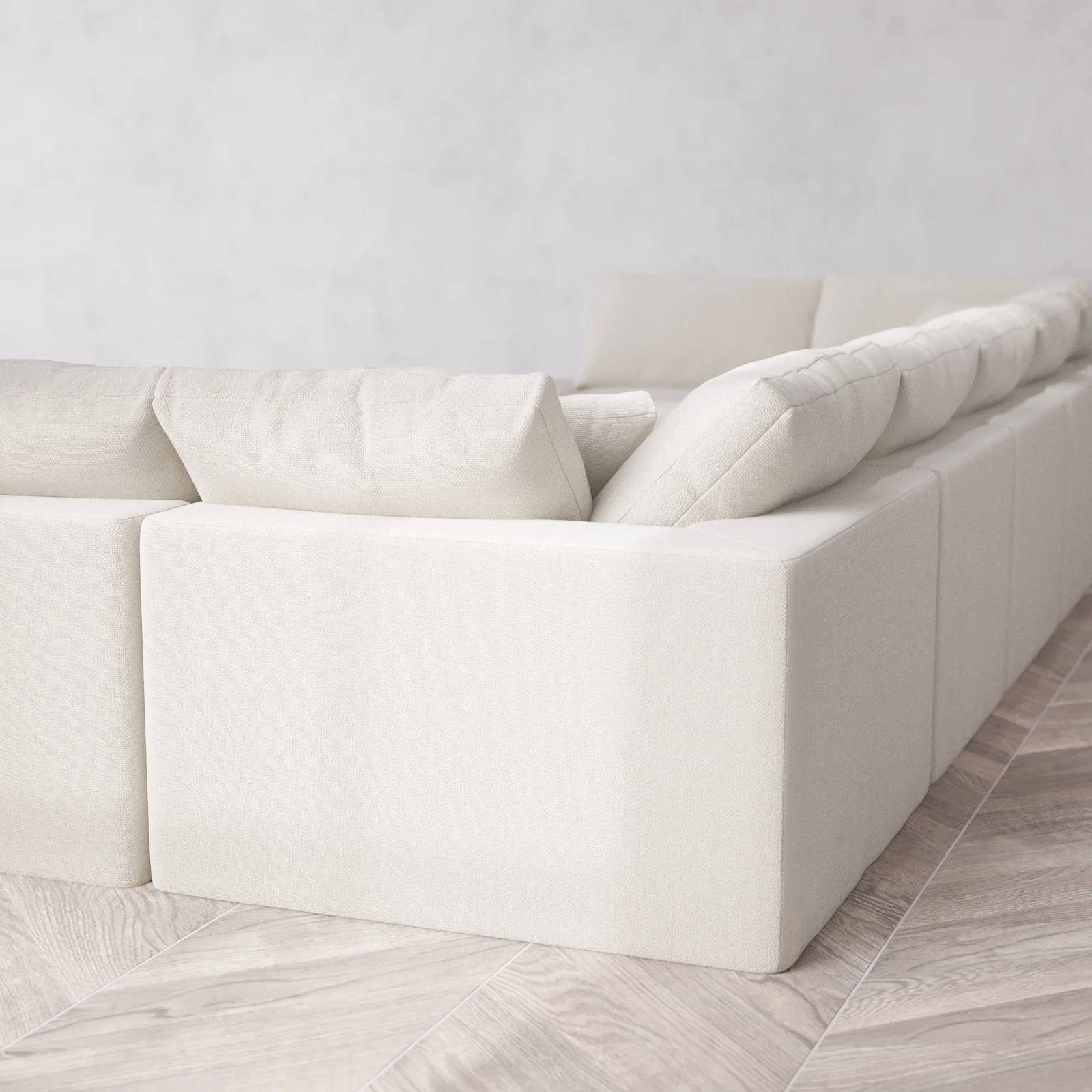 Modular Washable 9-Seater Open-Ends U Sectional Cloud Sofa | Lux Weave in Pearl - Image 6